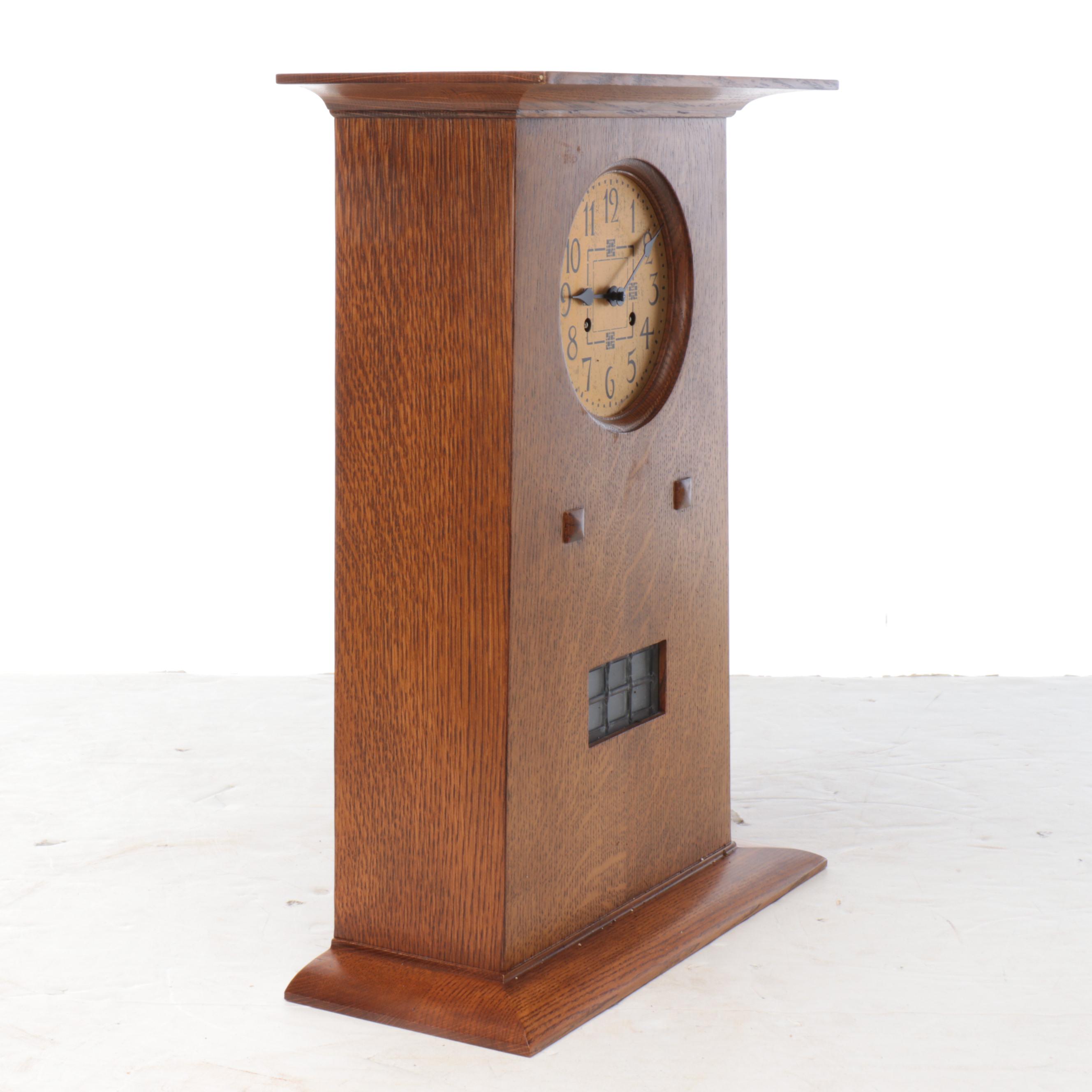 Stickley Craftsman Style Oak Mantel Clock