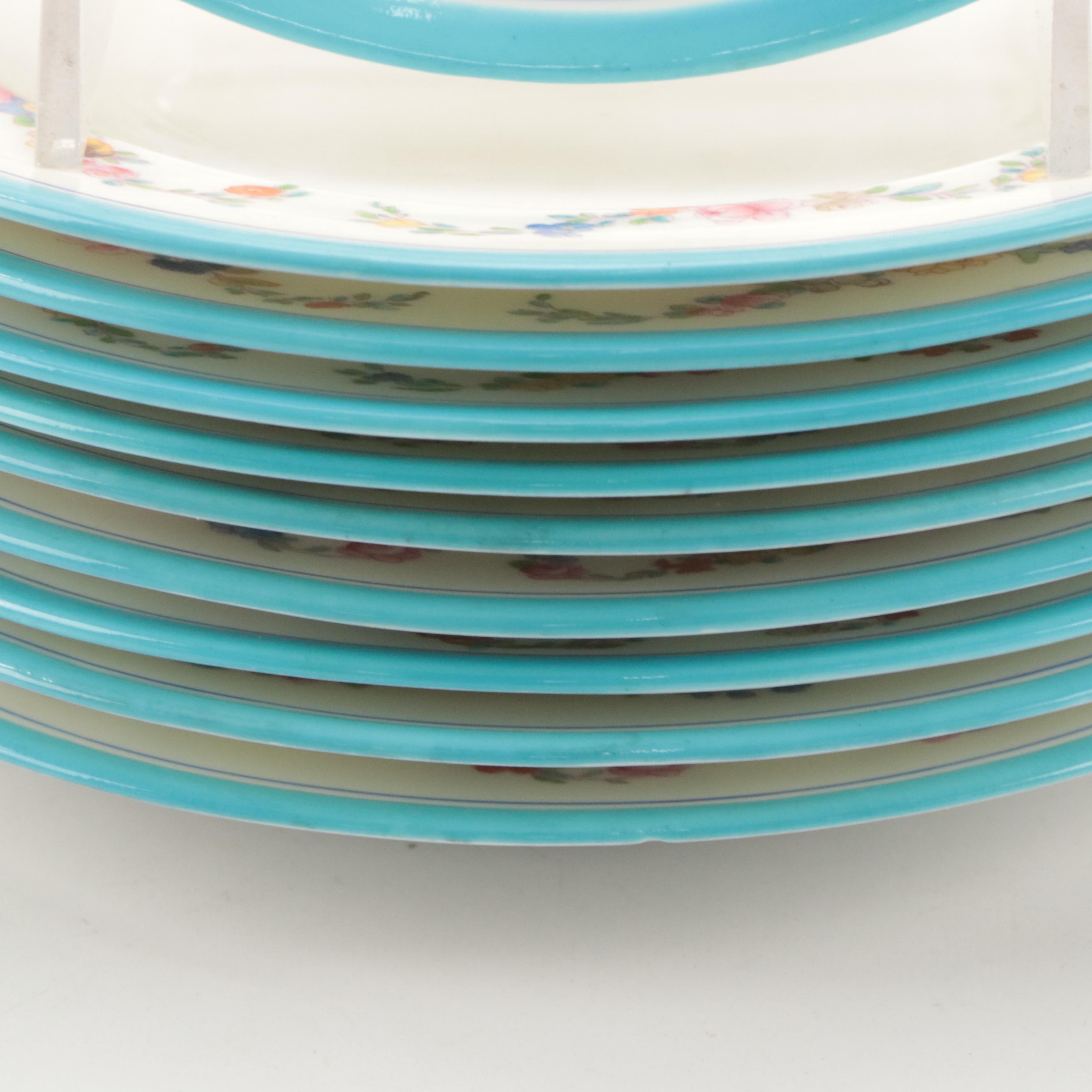 Minton Floral and Garland Motif Ceramic Salad Plates, Late 19th/Early 20th C.