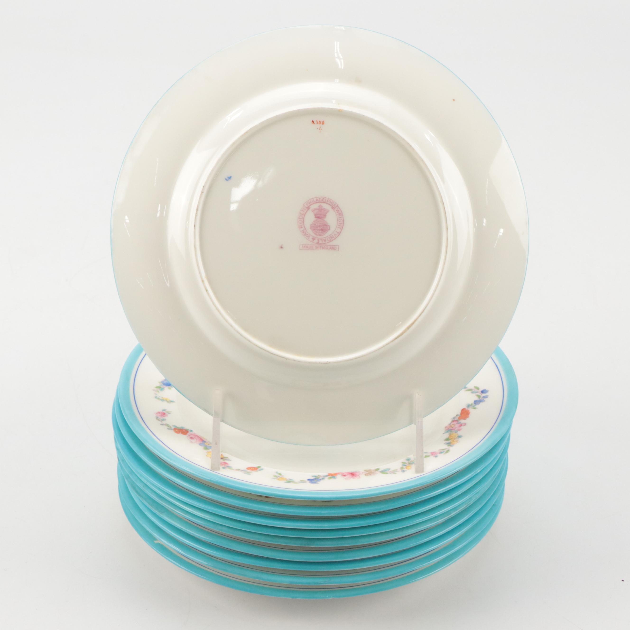 Minton Floral and Garland Motif Ceramic Salad Plates, Late 19th/Early 20th C.