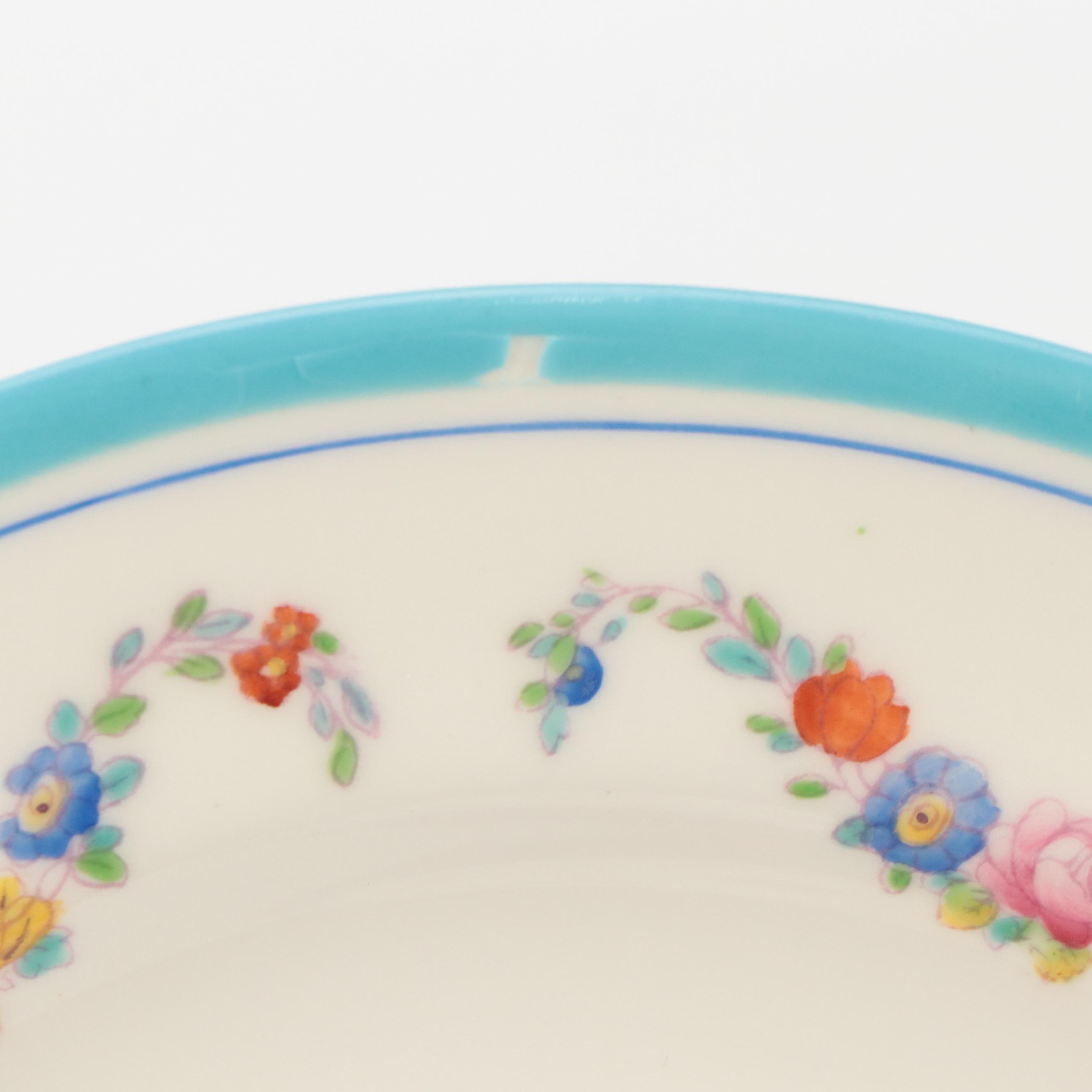Minton Floral and Garland Motif Ceramic Salad Plates, Late 19th/Early 20th C.