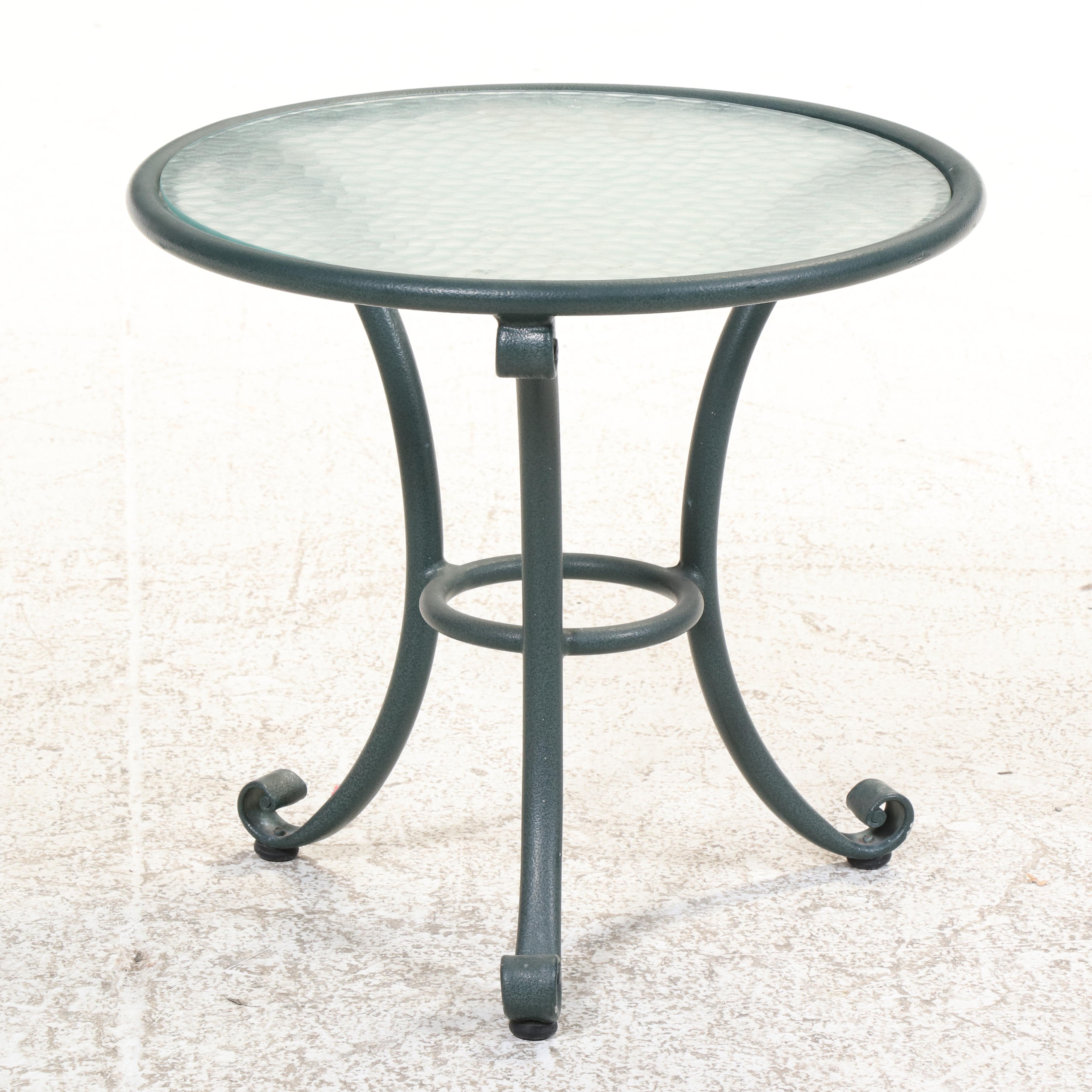 Brown Jordan "Roma" Patio Armchairs with Glass-Topped Accent Table