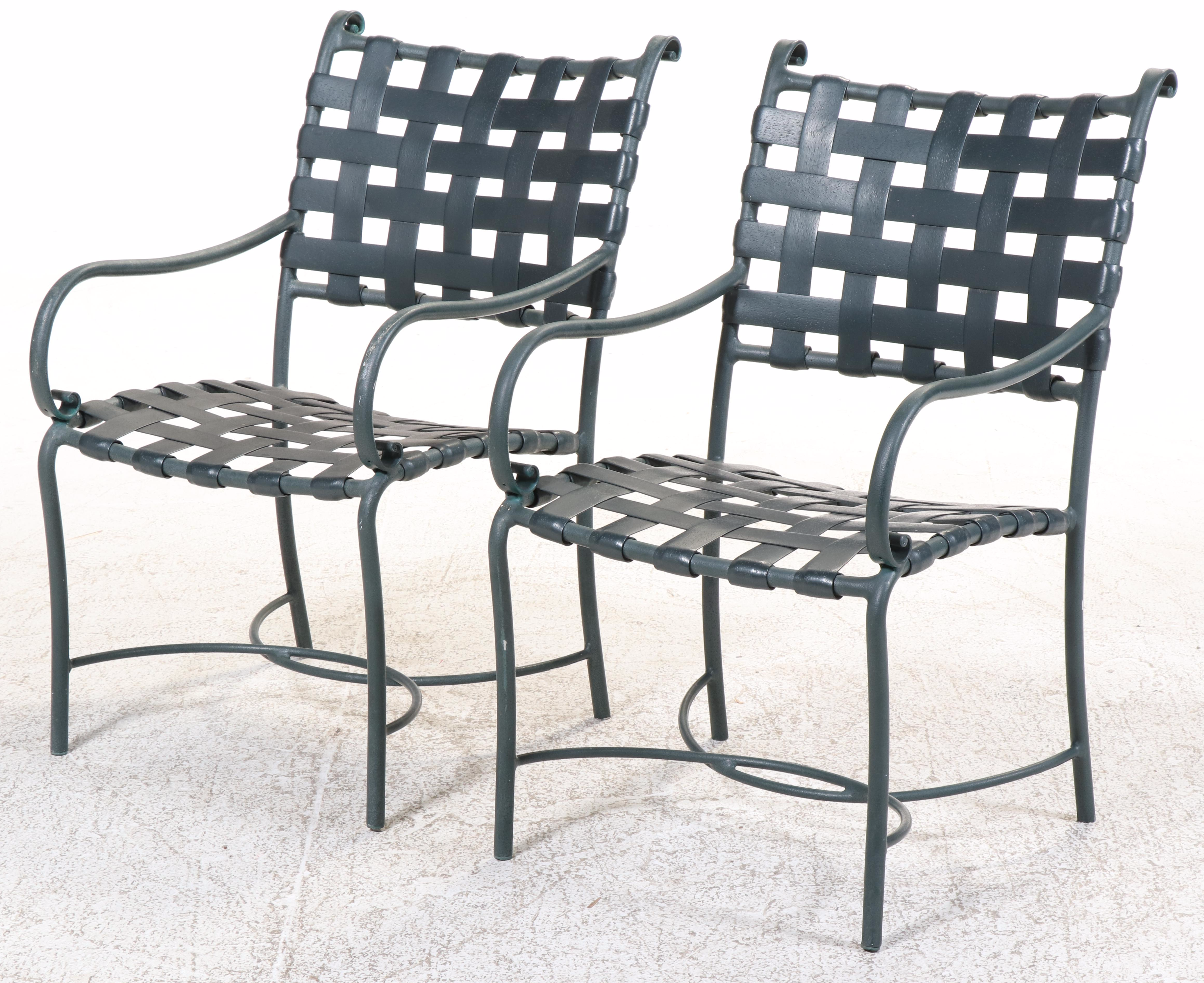 Brown Jordan "Roma" Patio Armchairs with Glass-Topped Accent Table