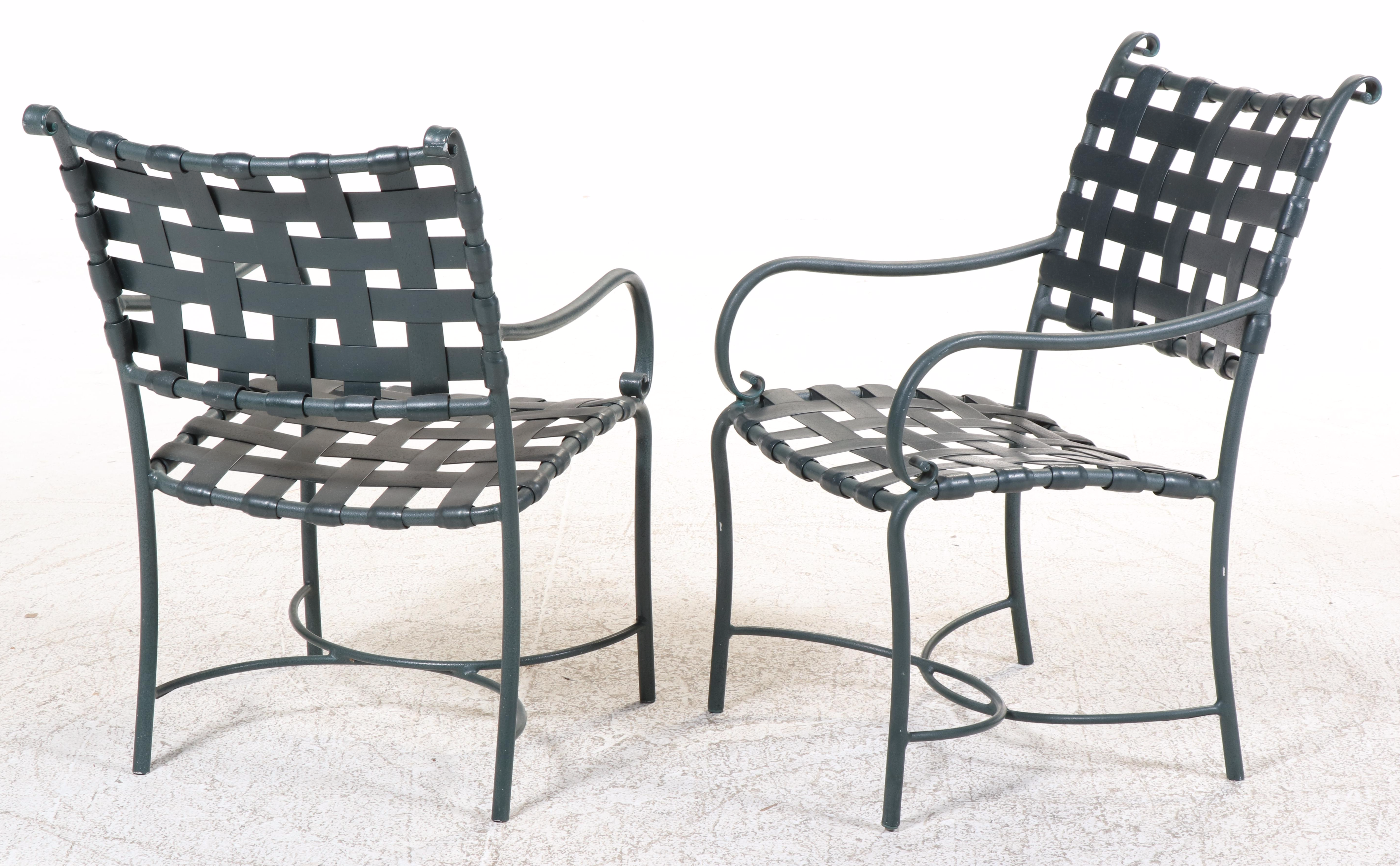 Brown Jordan "Roma" Patio Armchairs with Glass-Topped Accent Table