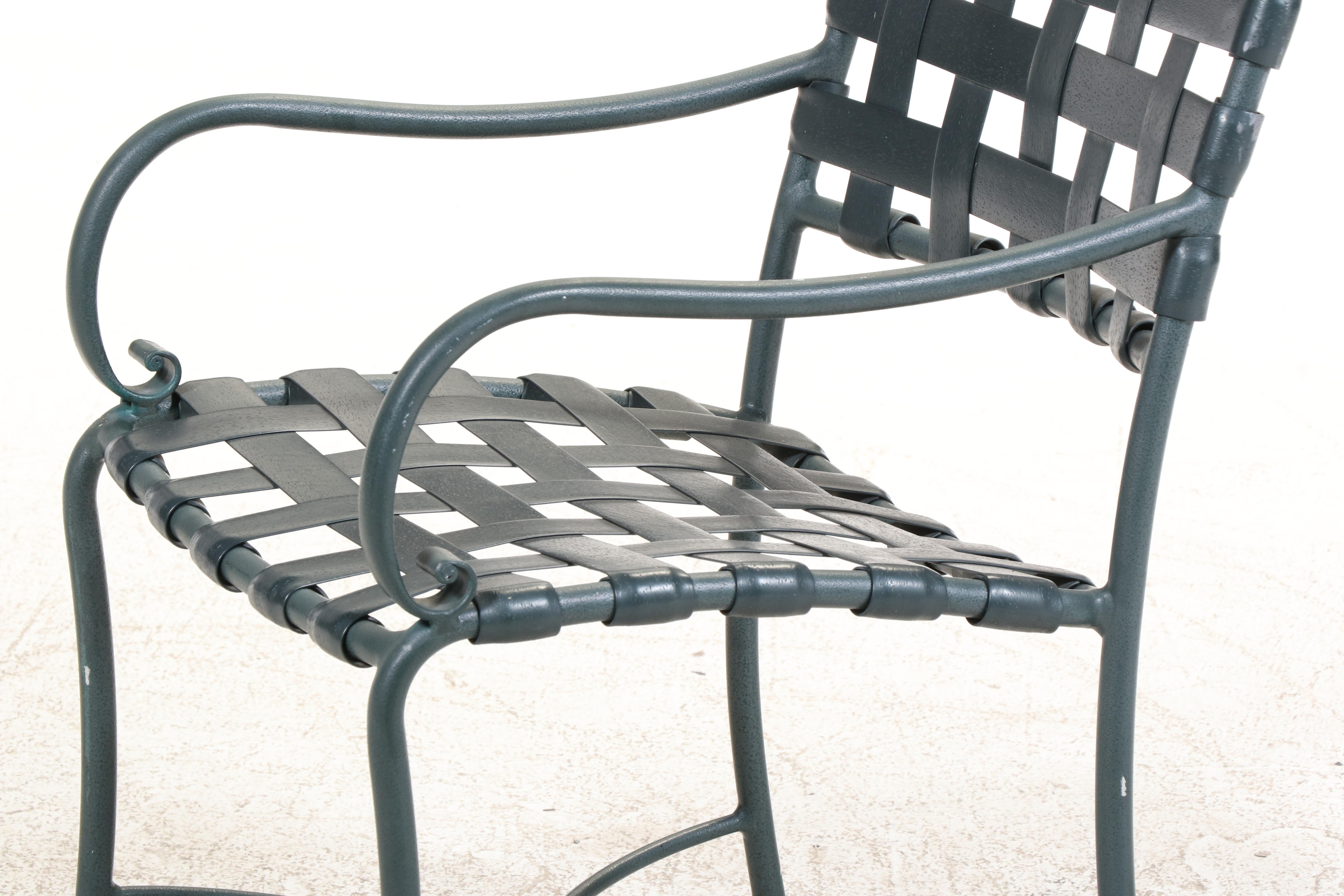 Brown Jordan "Roma" Patio Armchairs with Glass-Topped Accent Table