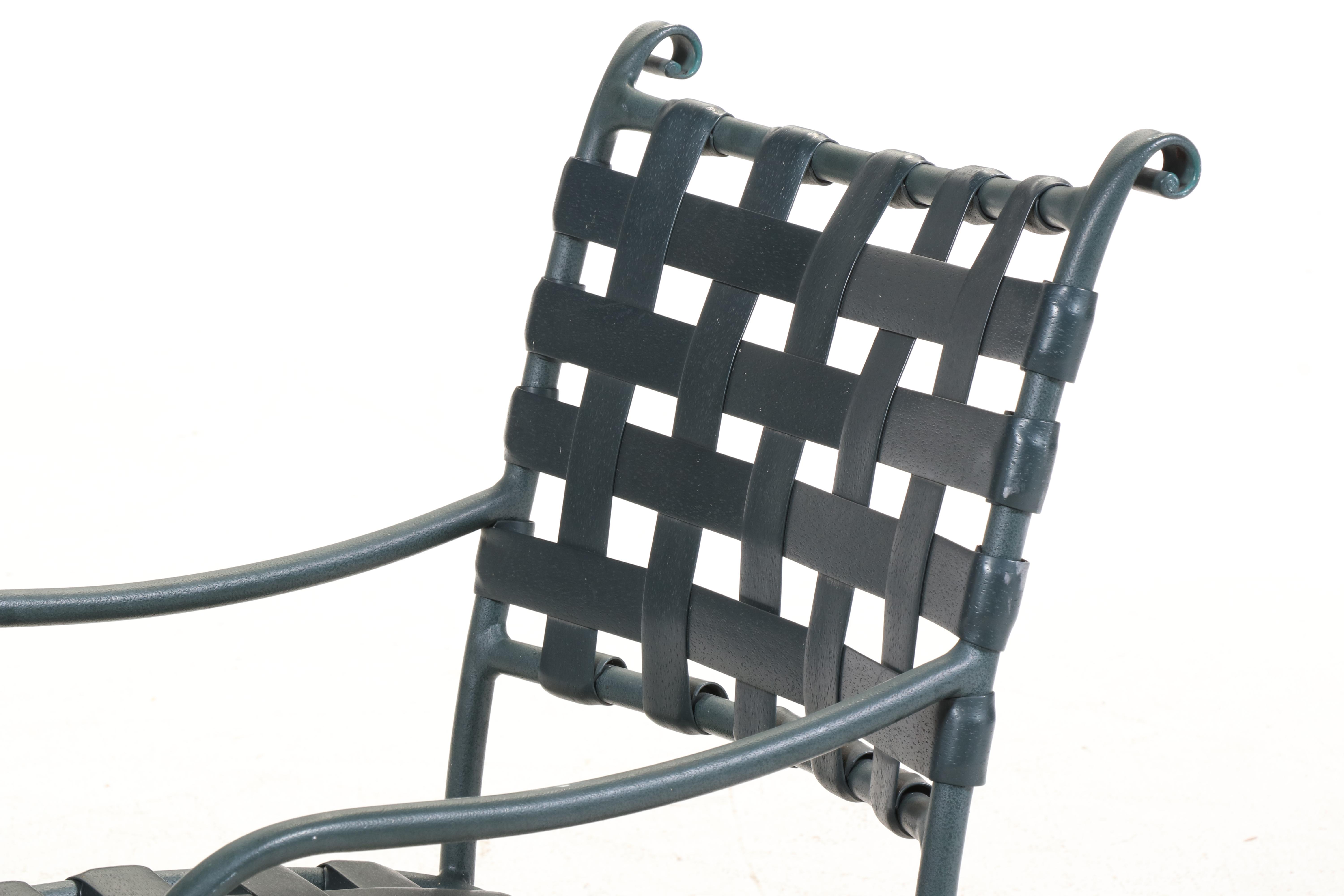 Brown Jordan "Roma" Patio Armchairs with Glass-Topped Accent Table