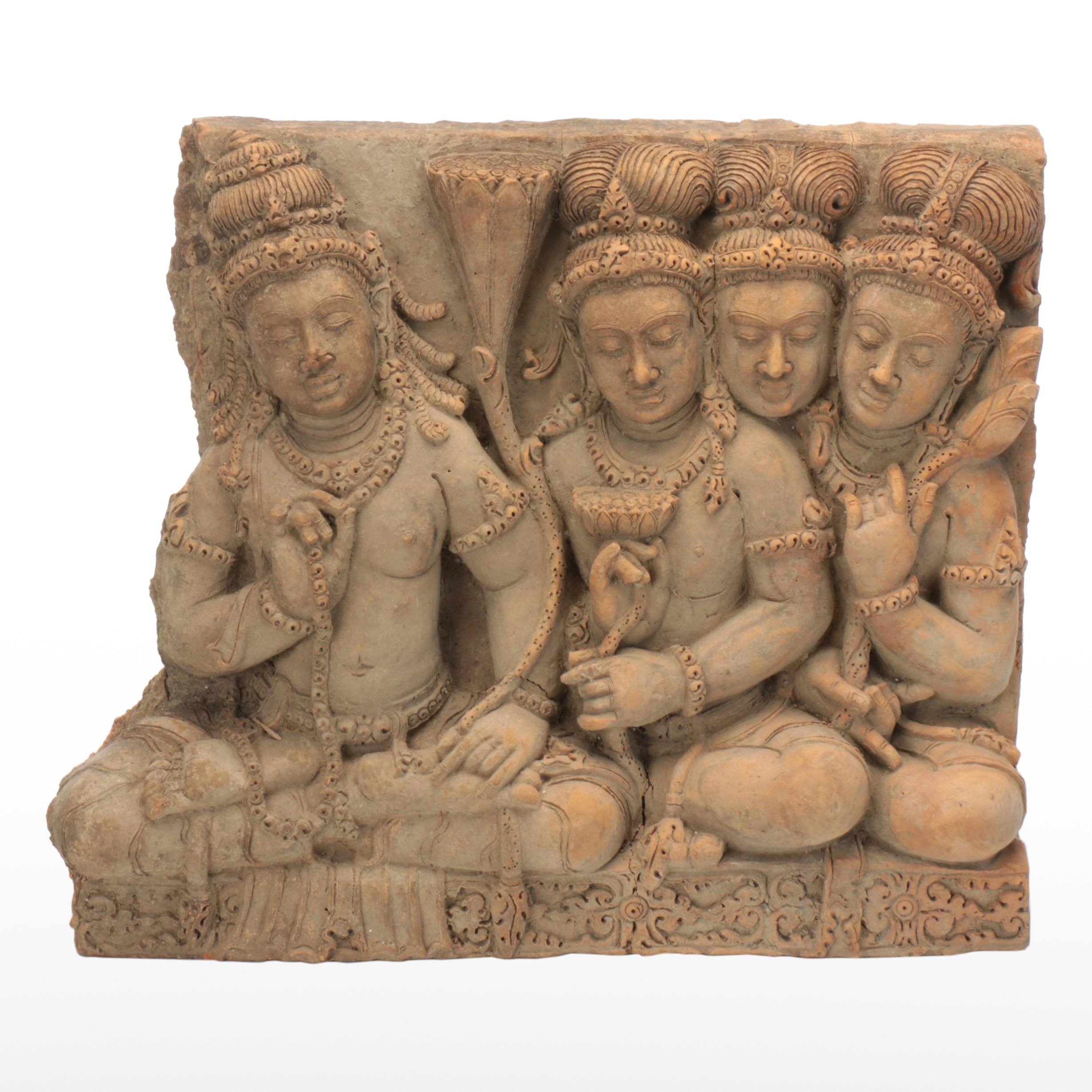 Cambodian Terracotta Temple Frieze Fragment, Early 20th Century