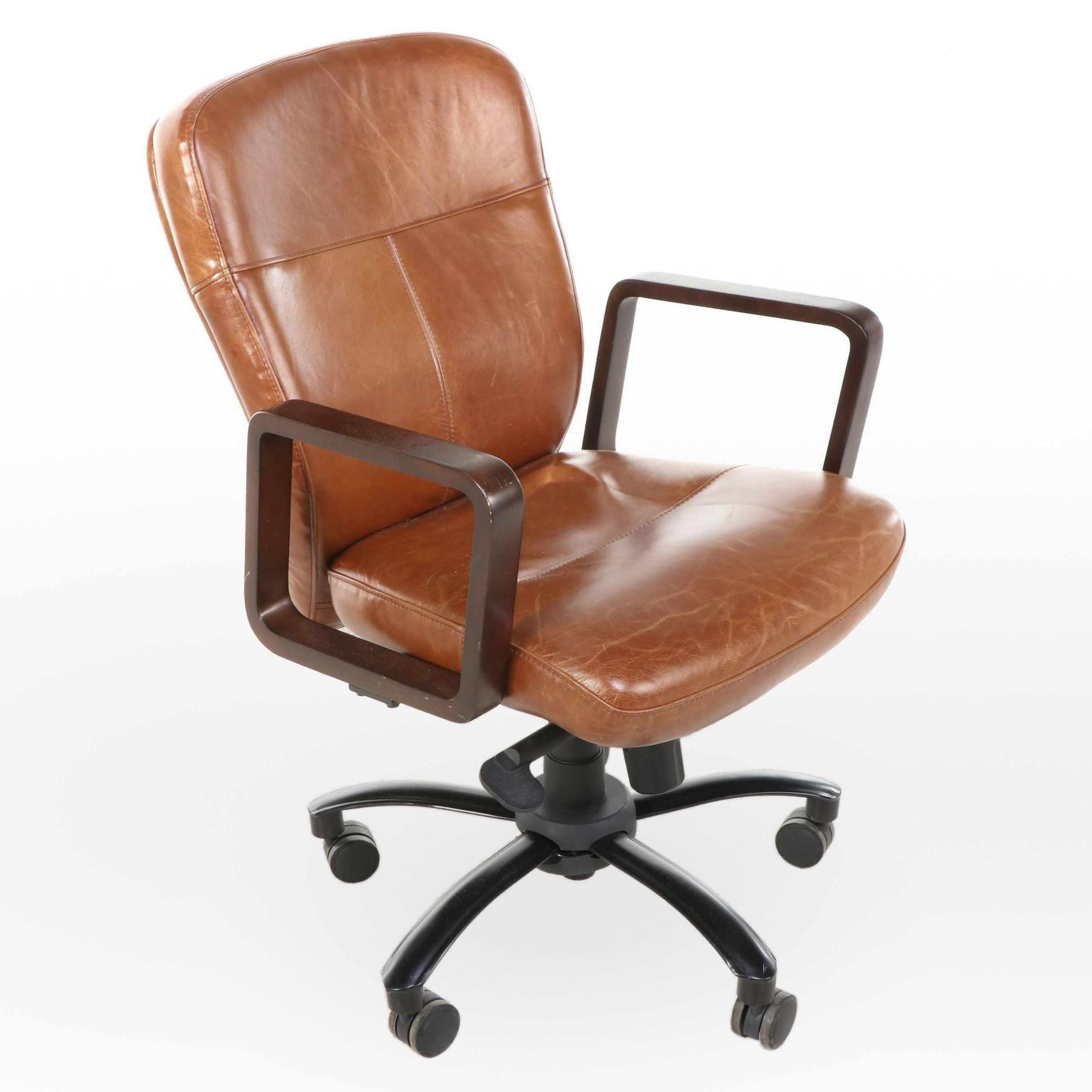 Arhaus Furniture Brown Leather Office Chair
