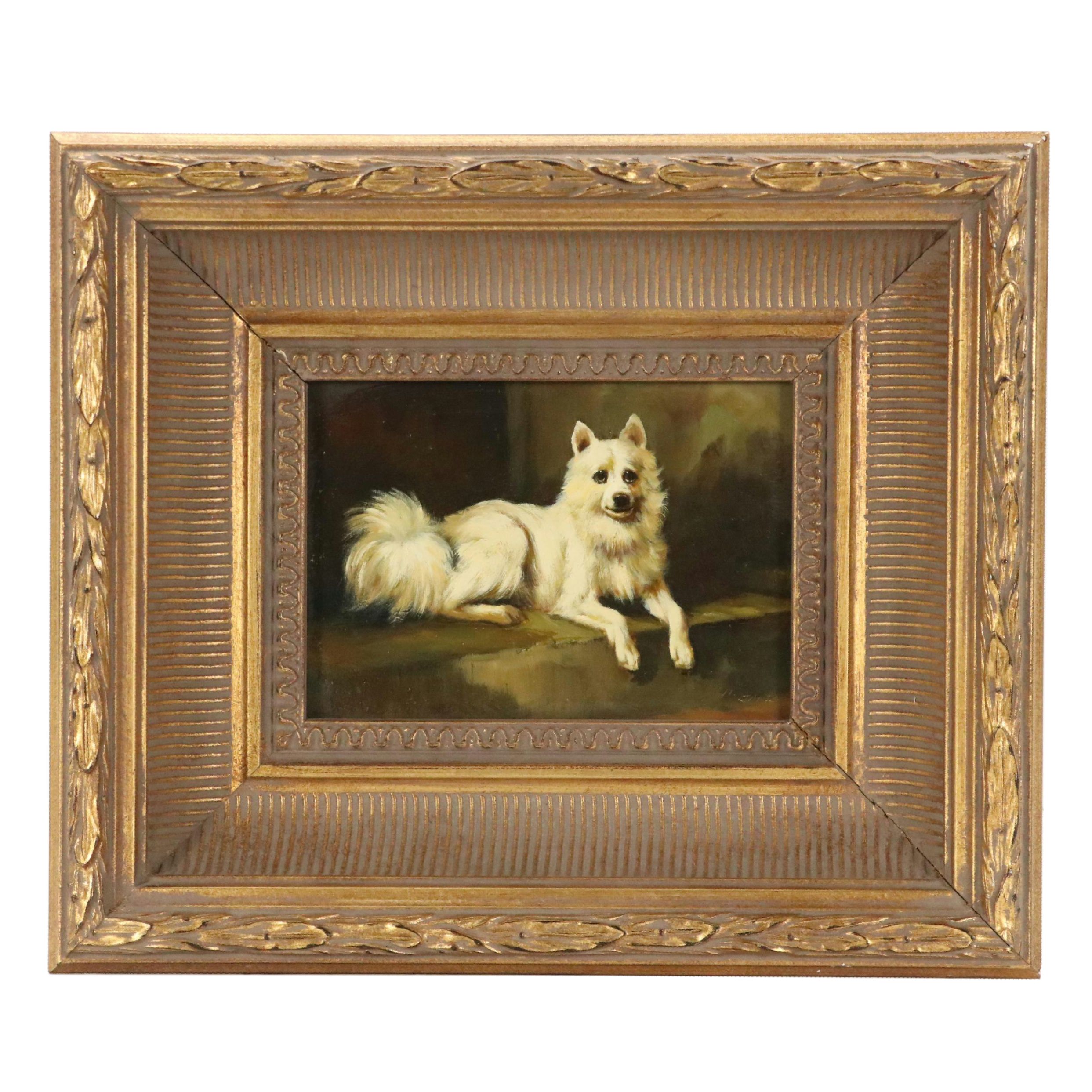 Somoyed Dog Portrait Oil Painting After John Emms "Minnie"