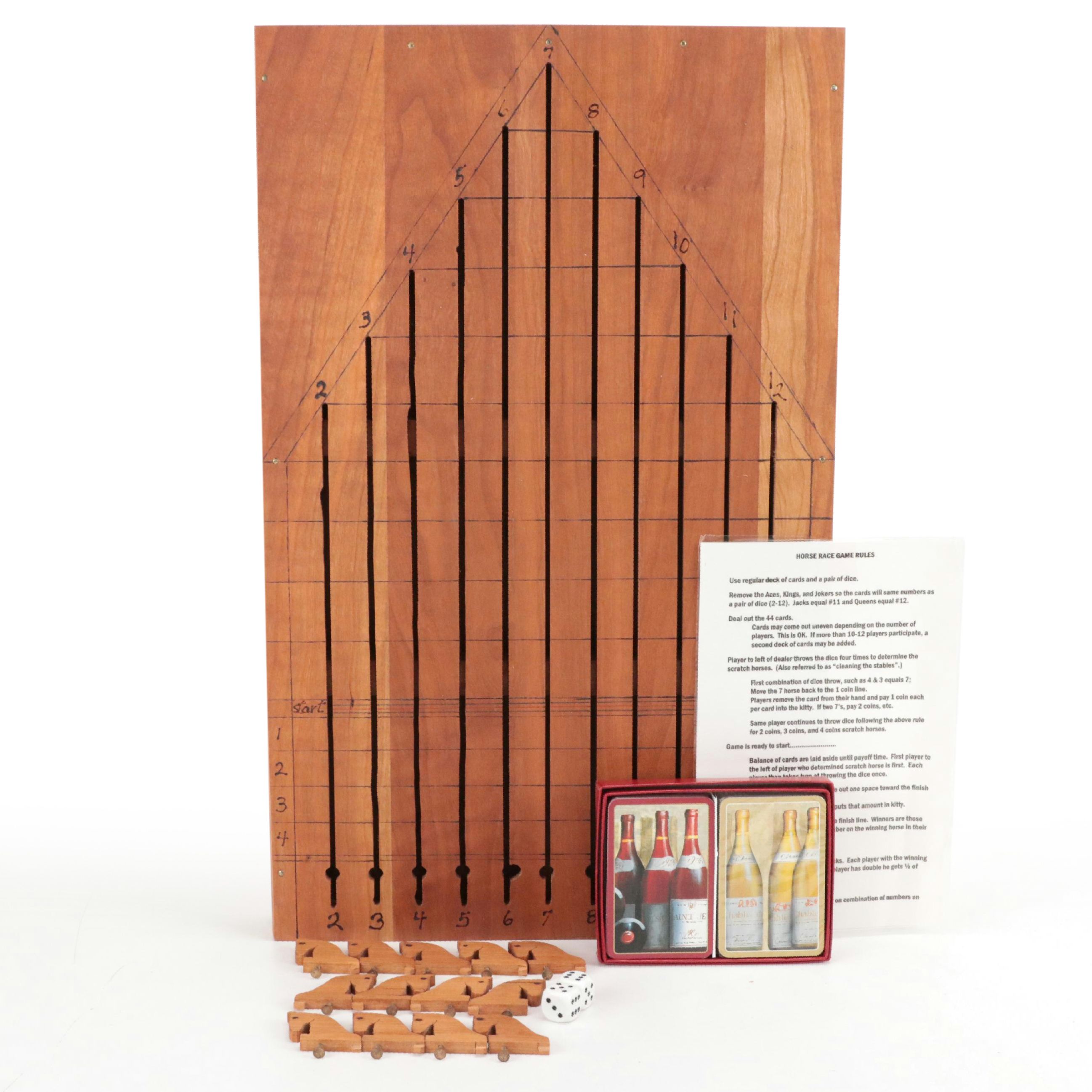 Artisan-Made Pyrography Horse Race Board Game, 2004