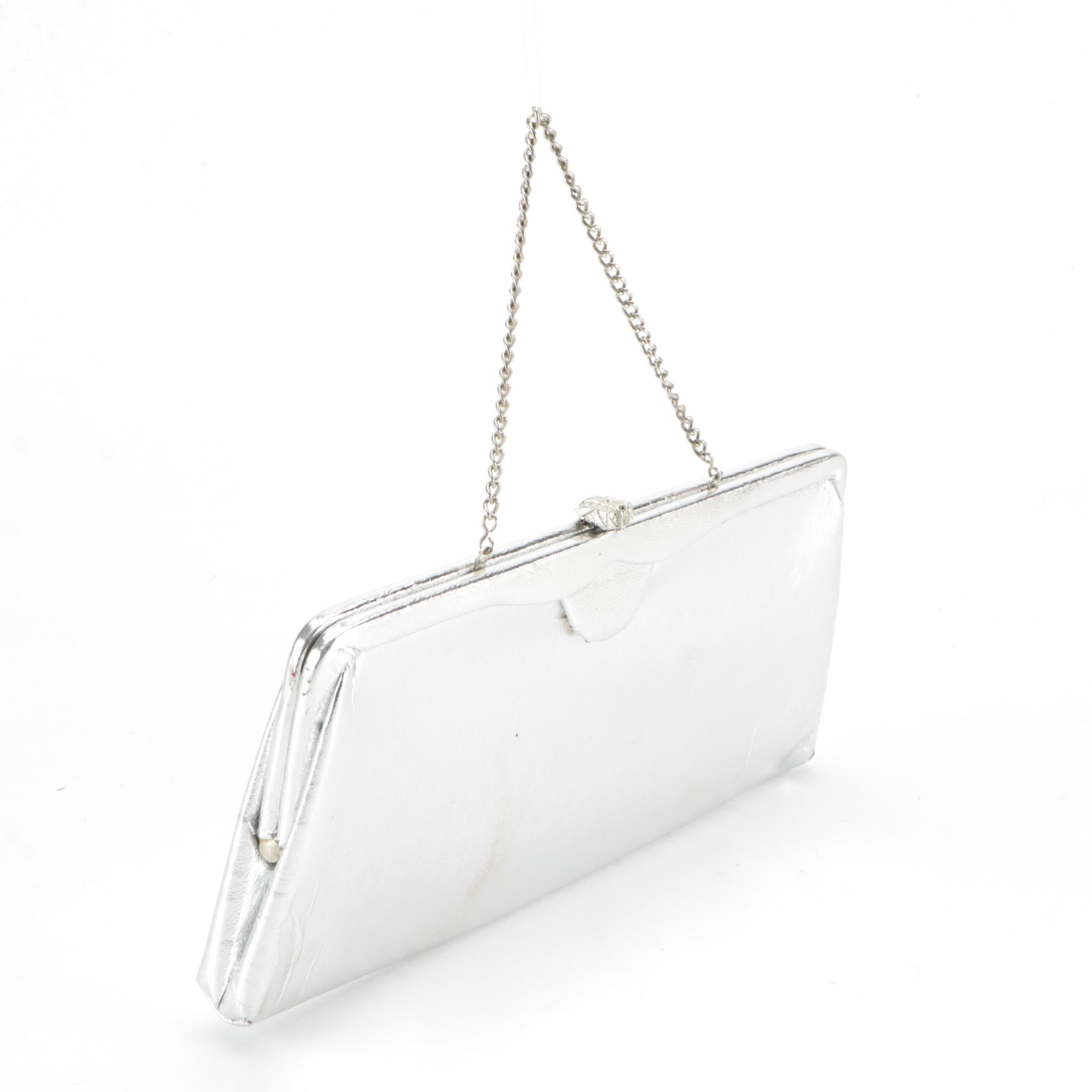 Whiting & Davis Co. Metal Mesh Purse with Box and Silver Metallic Clutch Purse