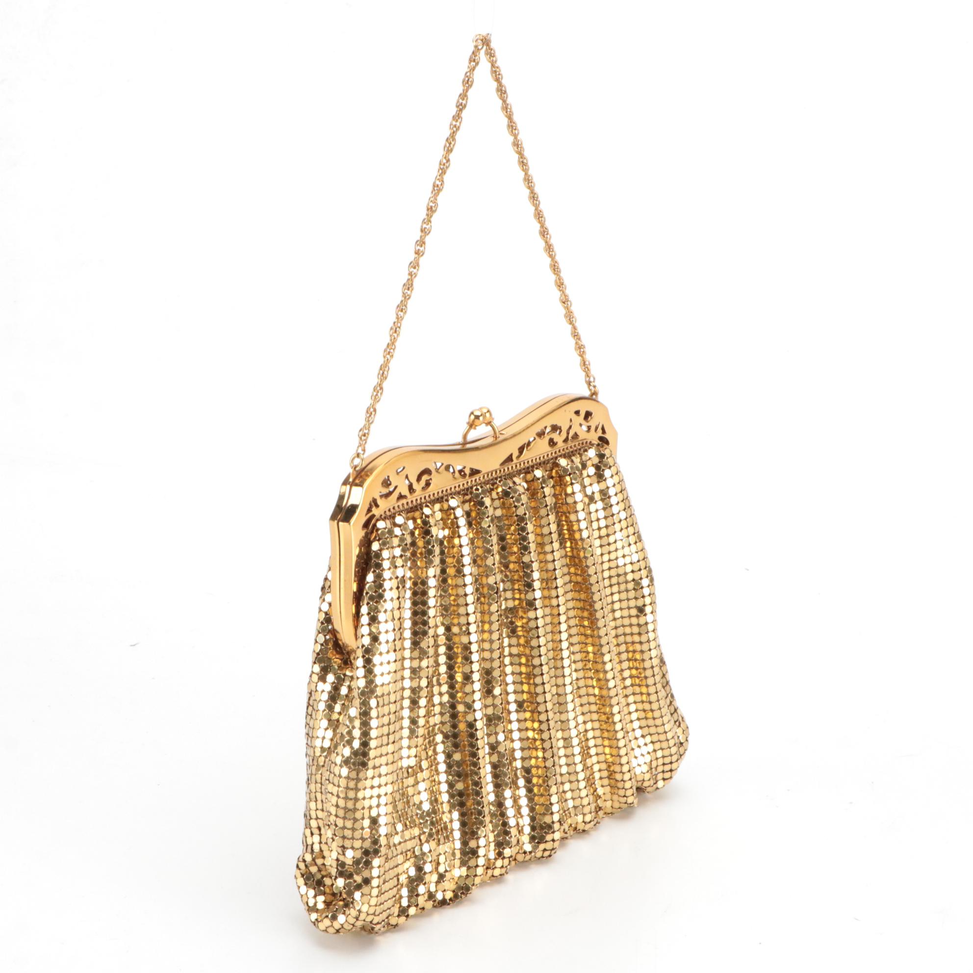 Whiting & Davis Co. Metal Mesh Purse with Box and Silver Metallic Clutch Purse