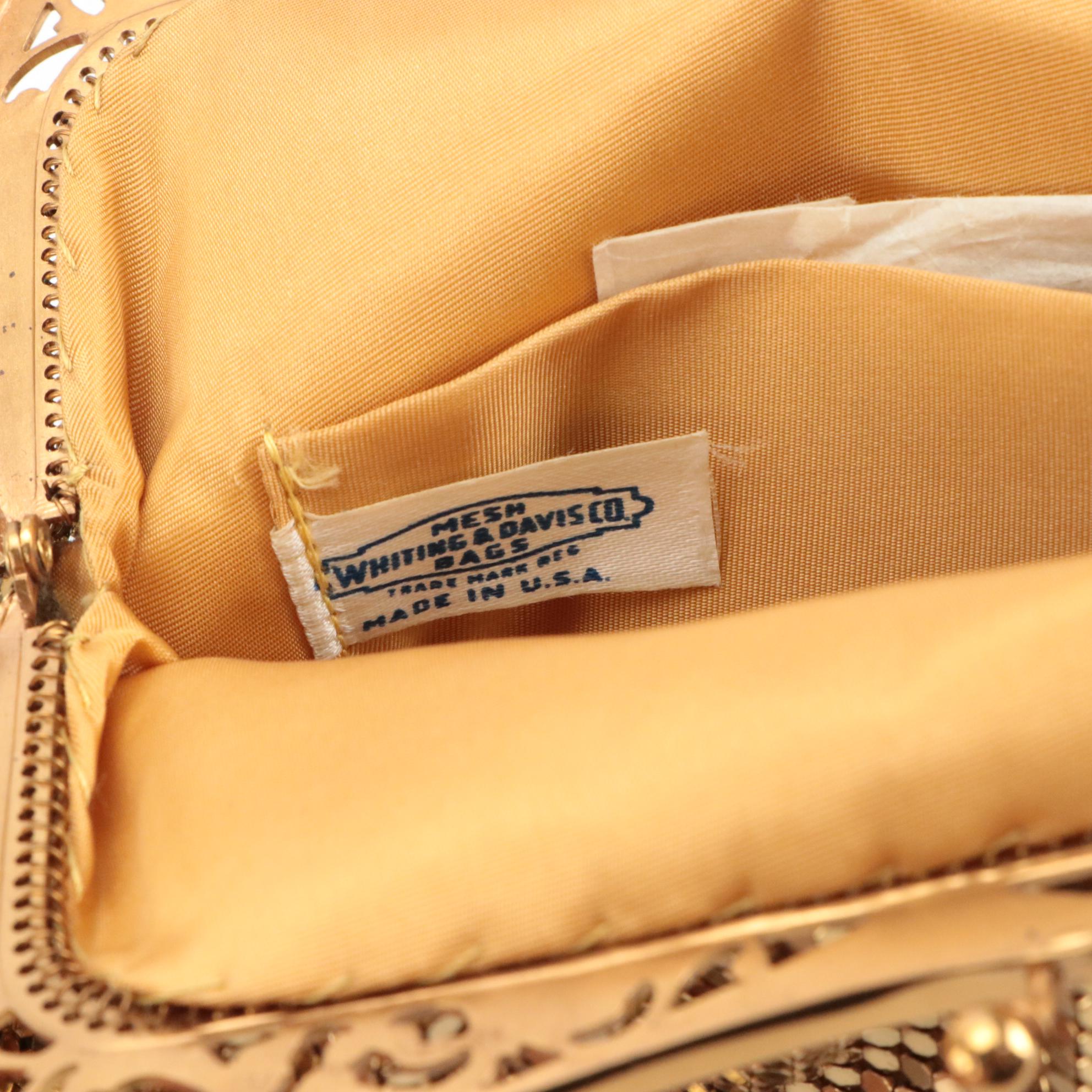 Whiting & Davis Co. Metal Mesh Purse with Box and Silver Metallic Clutch Purse