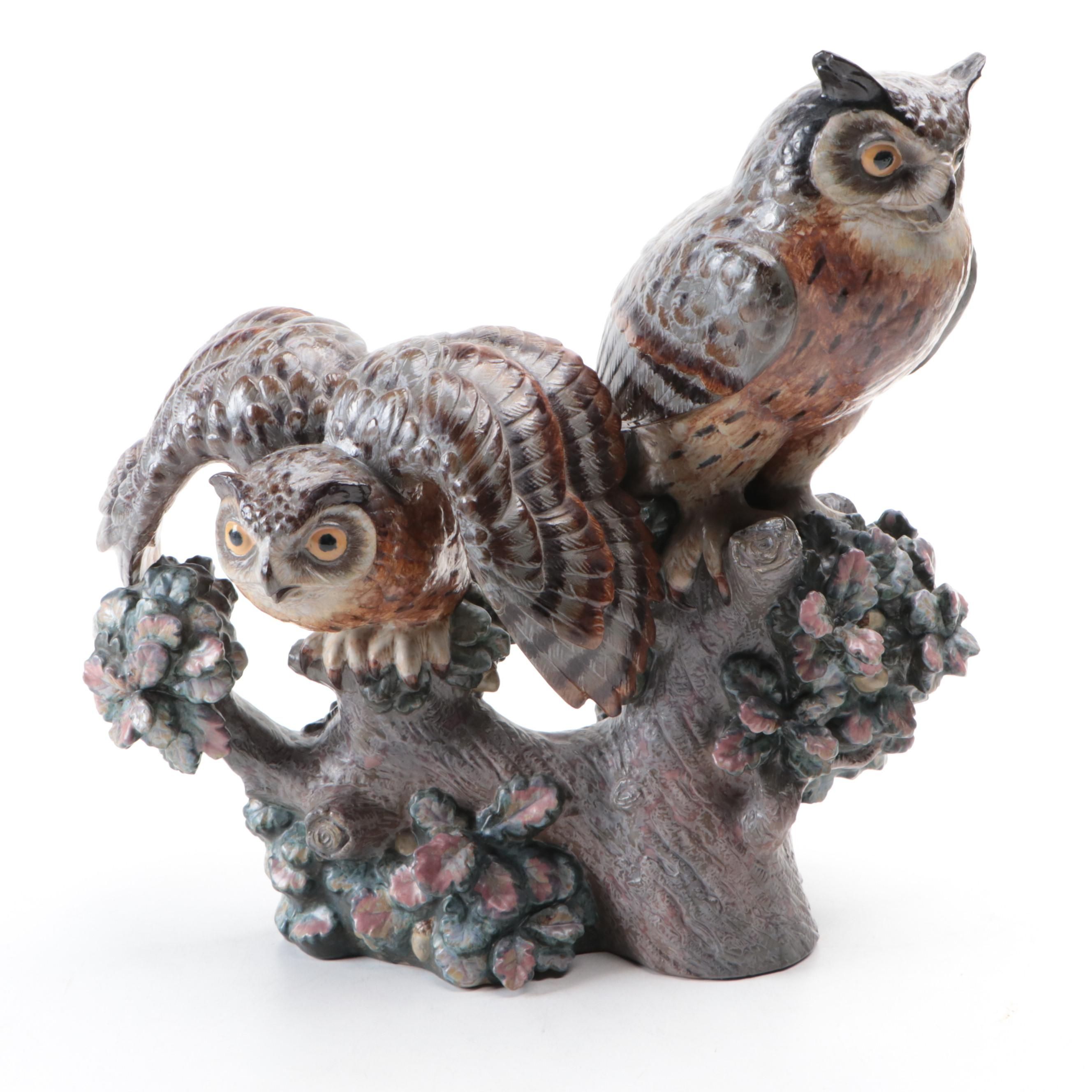 Lladró Limited Edition "Eagle Owls" Figurine Designed by Antonio Ballester