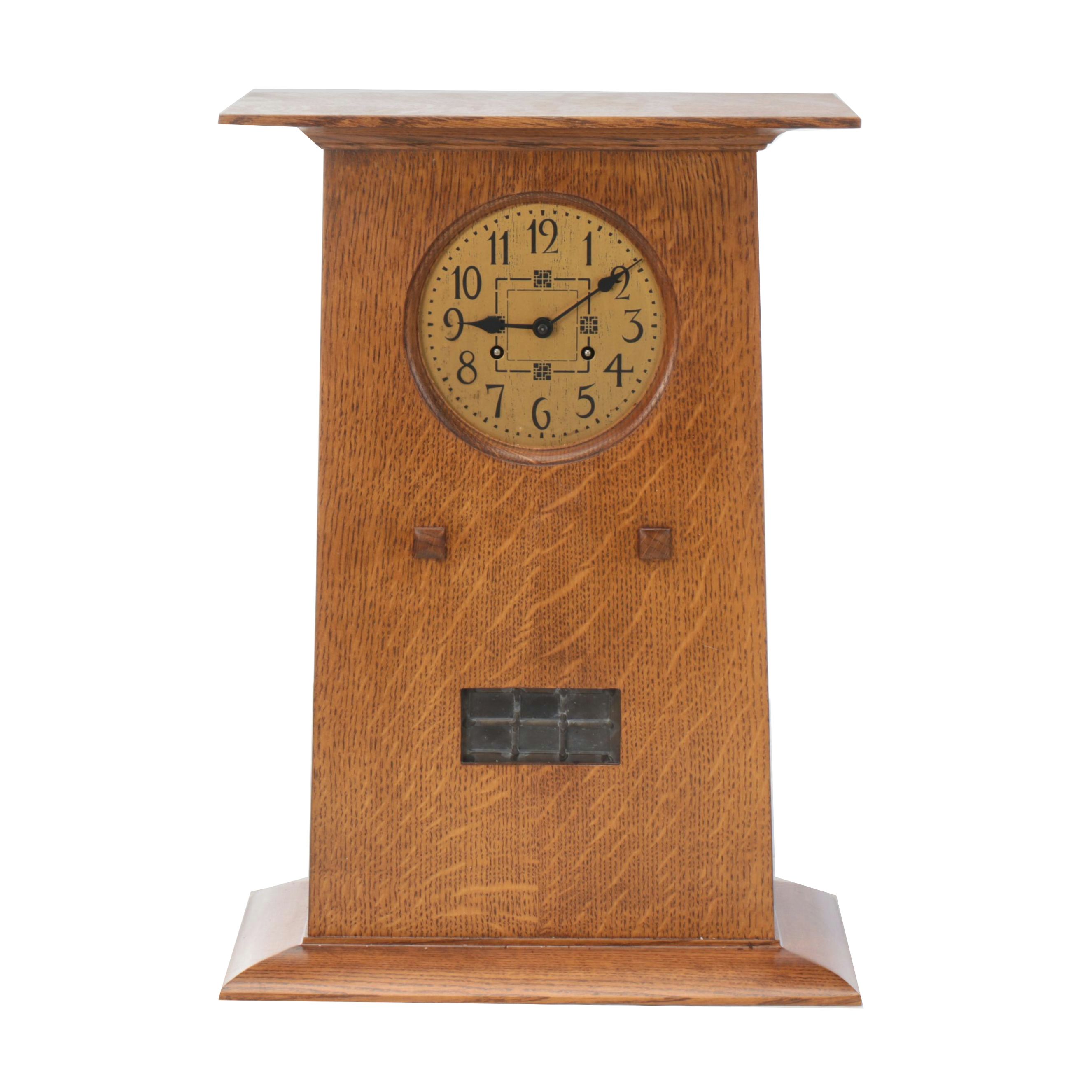 Stickley Craftsman Style Oak Mantel Clock
