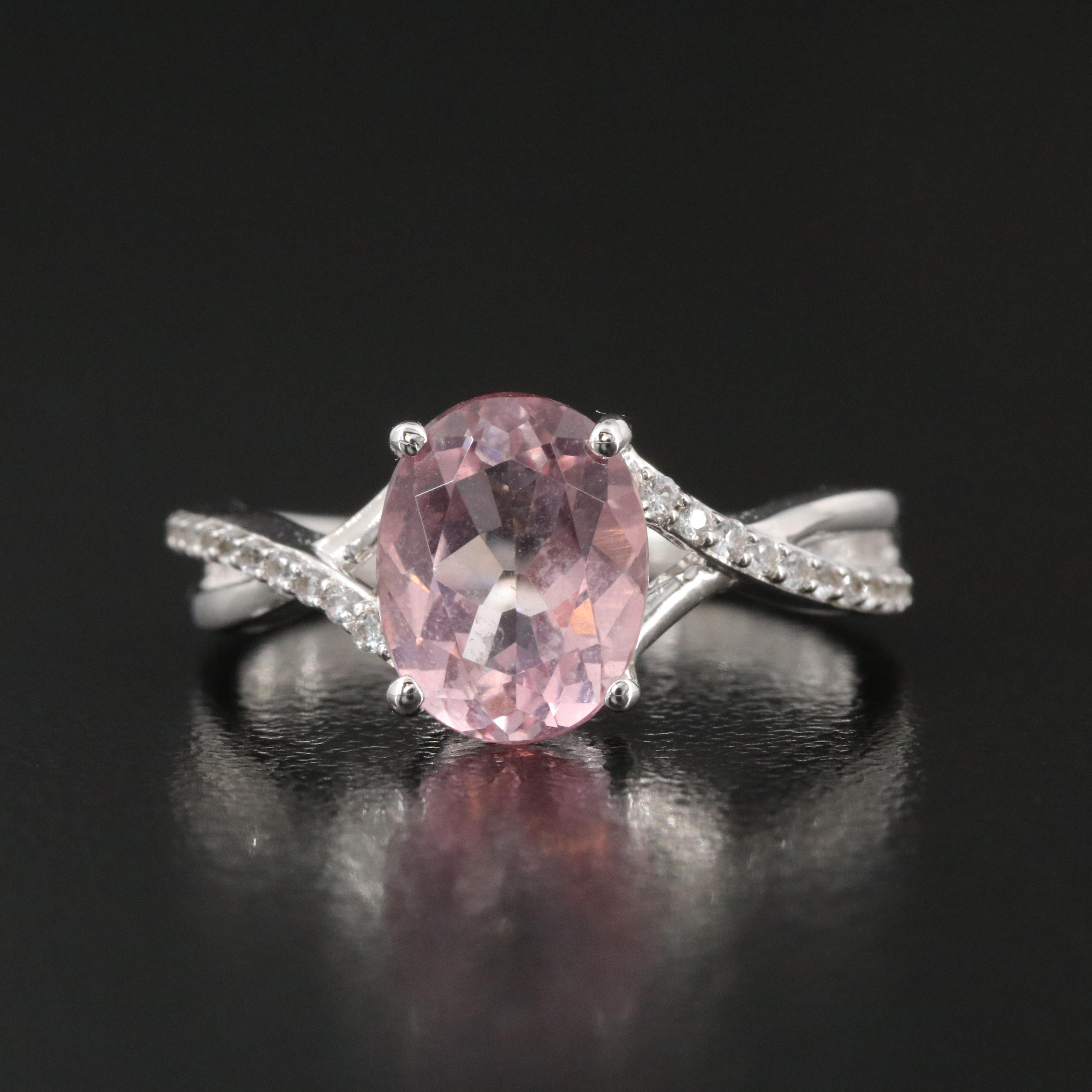 Sterling Morganite and White Sapphire Ring