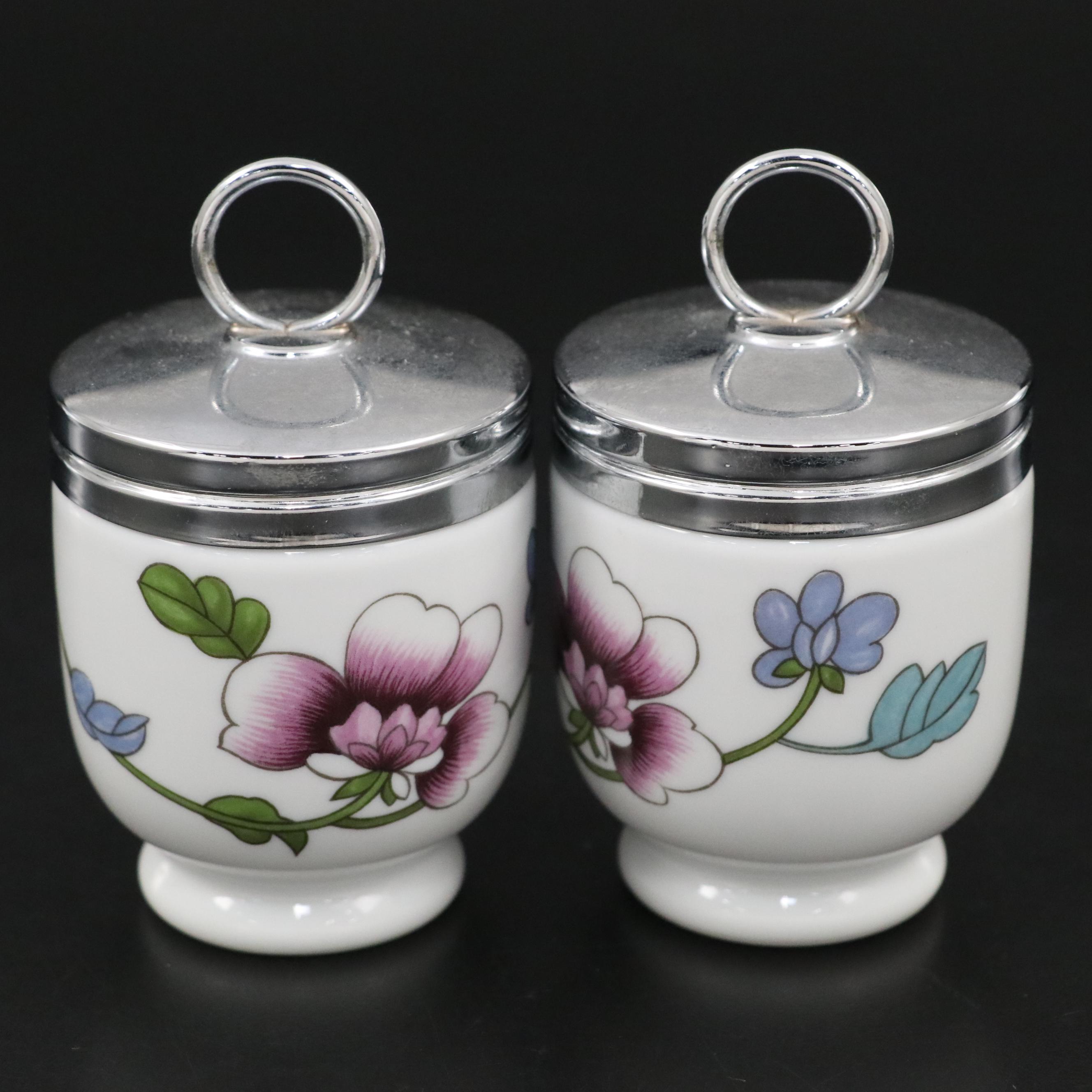 Mariposa Seashell Tray with Royal Worcester Porcelain Egg Coddlers