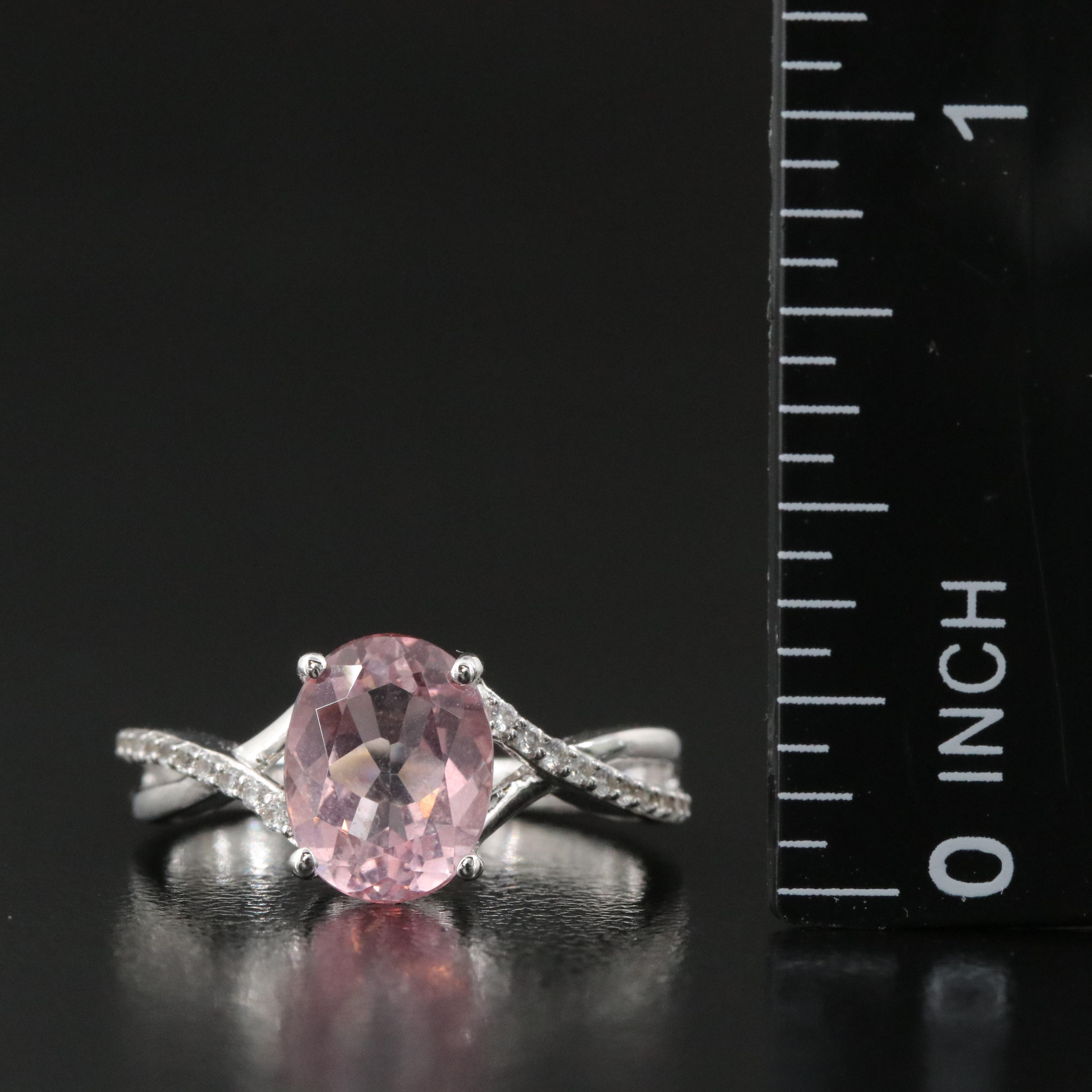 Sterling Morganite and White Sapphire Ring