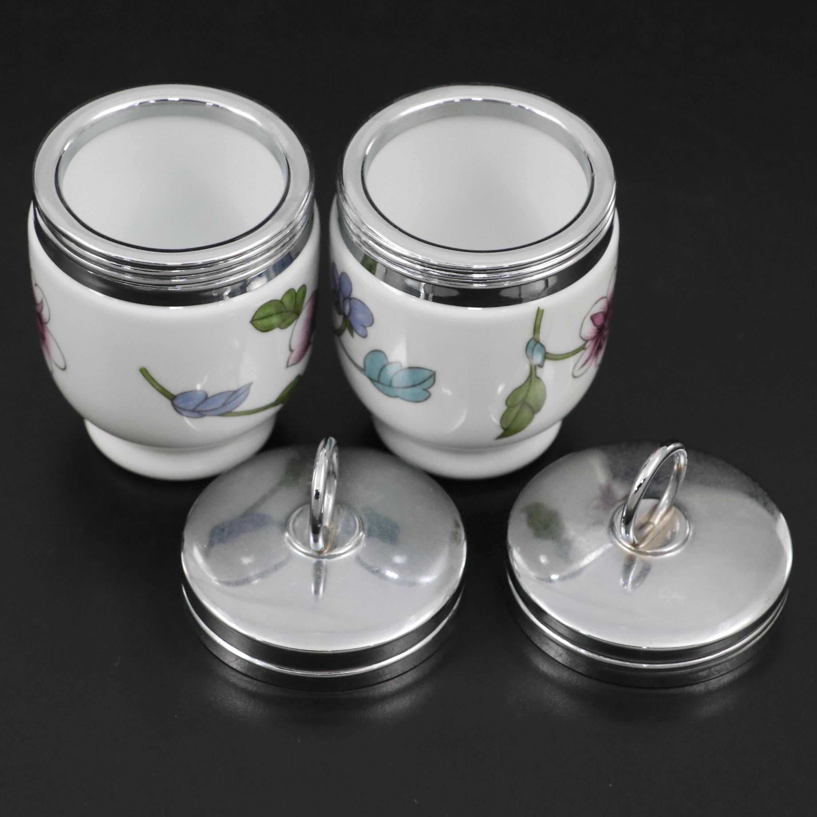 Mariposa Seashell Tray with Royal Worcester Porcelain Egg Coddlers