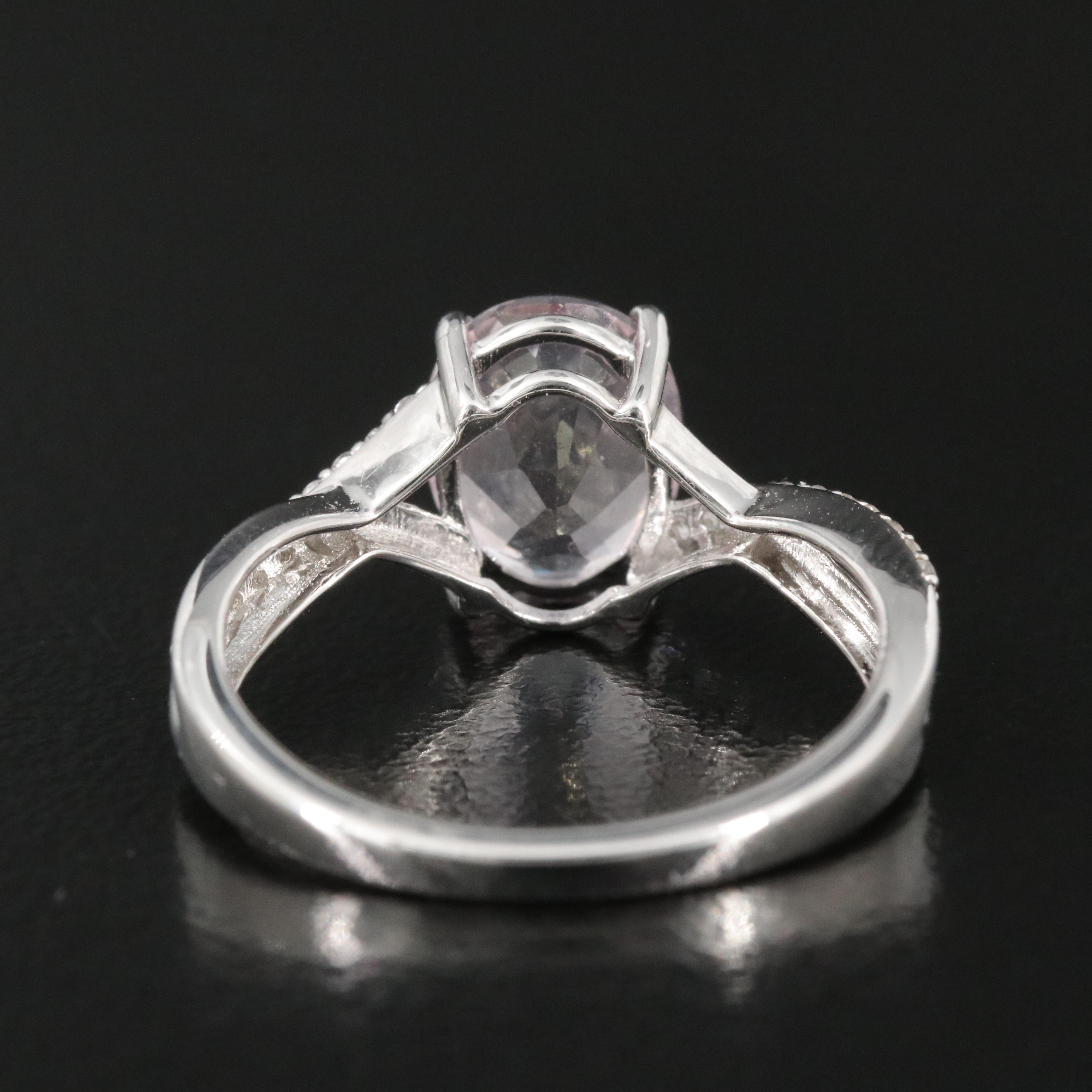 Sterling Morganite and White Sapphire Ring