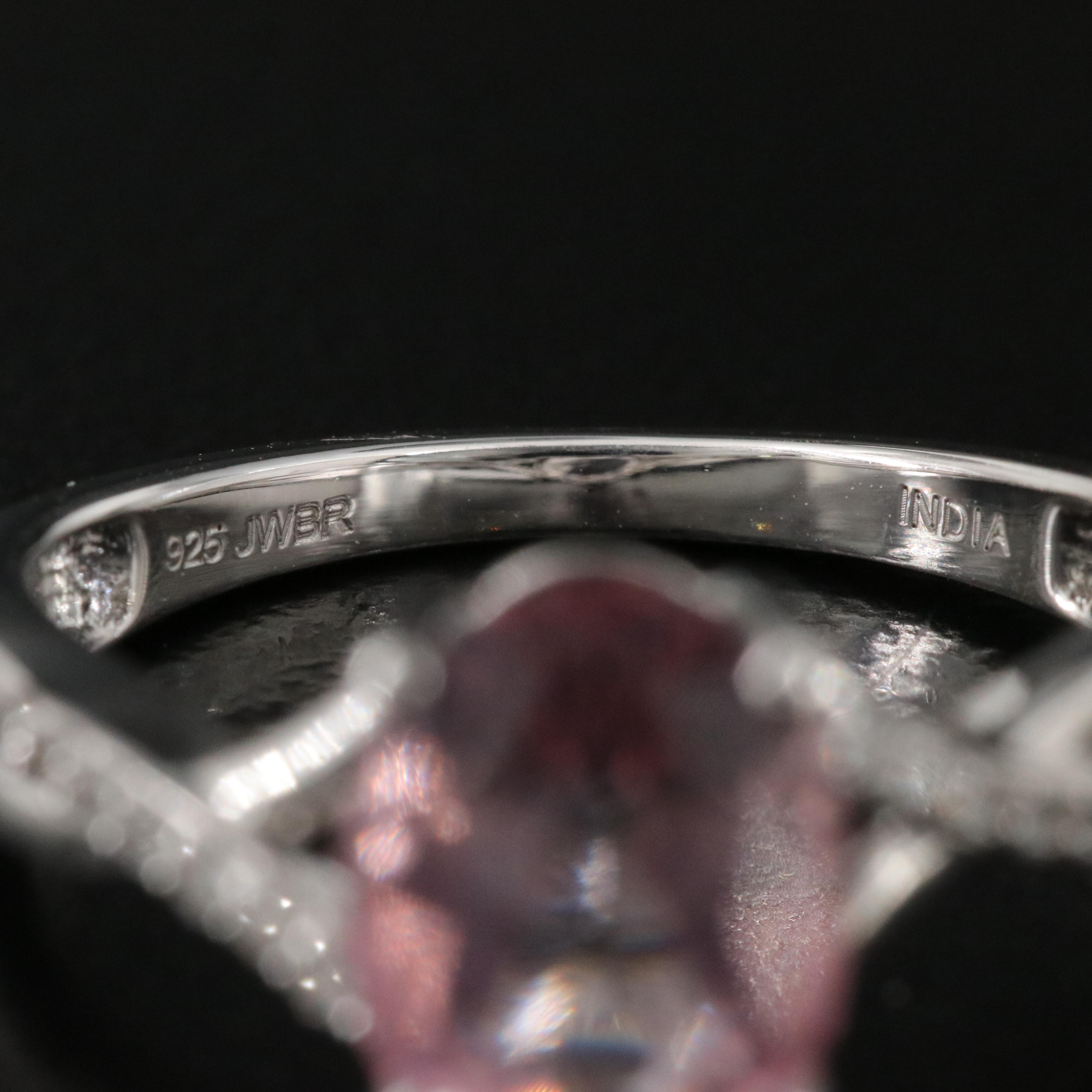 Sterling Morganite and White Sapphire Ring