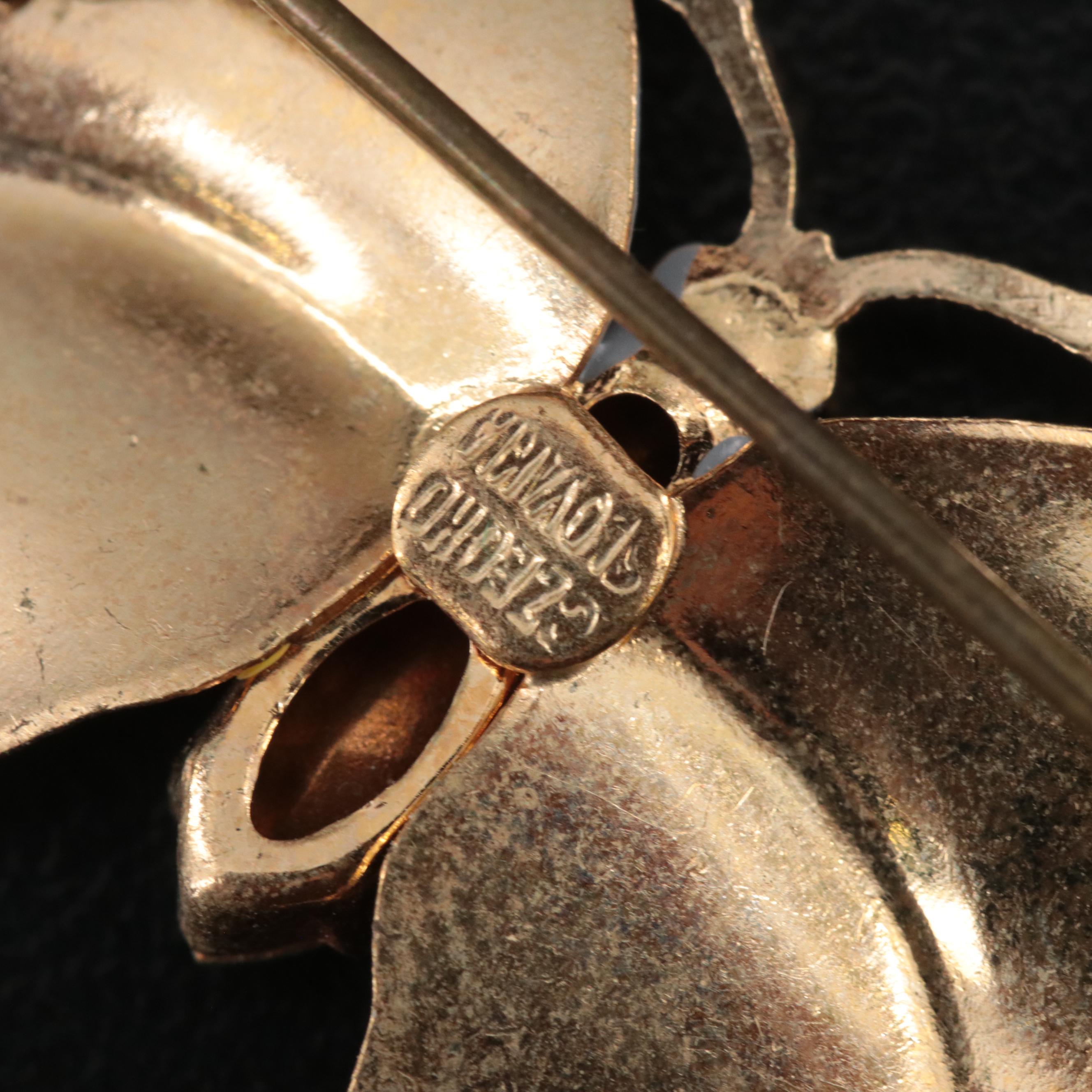 Vintage Butterfly Jewelry Including Enamel and Shell