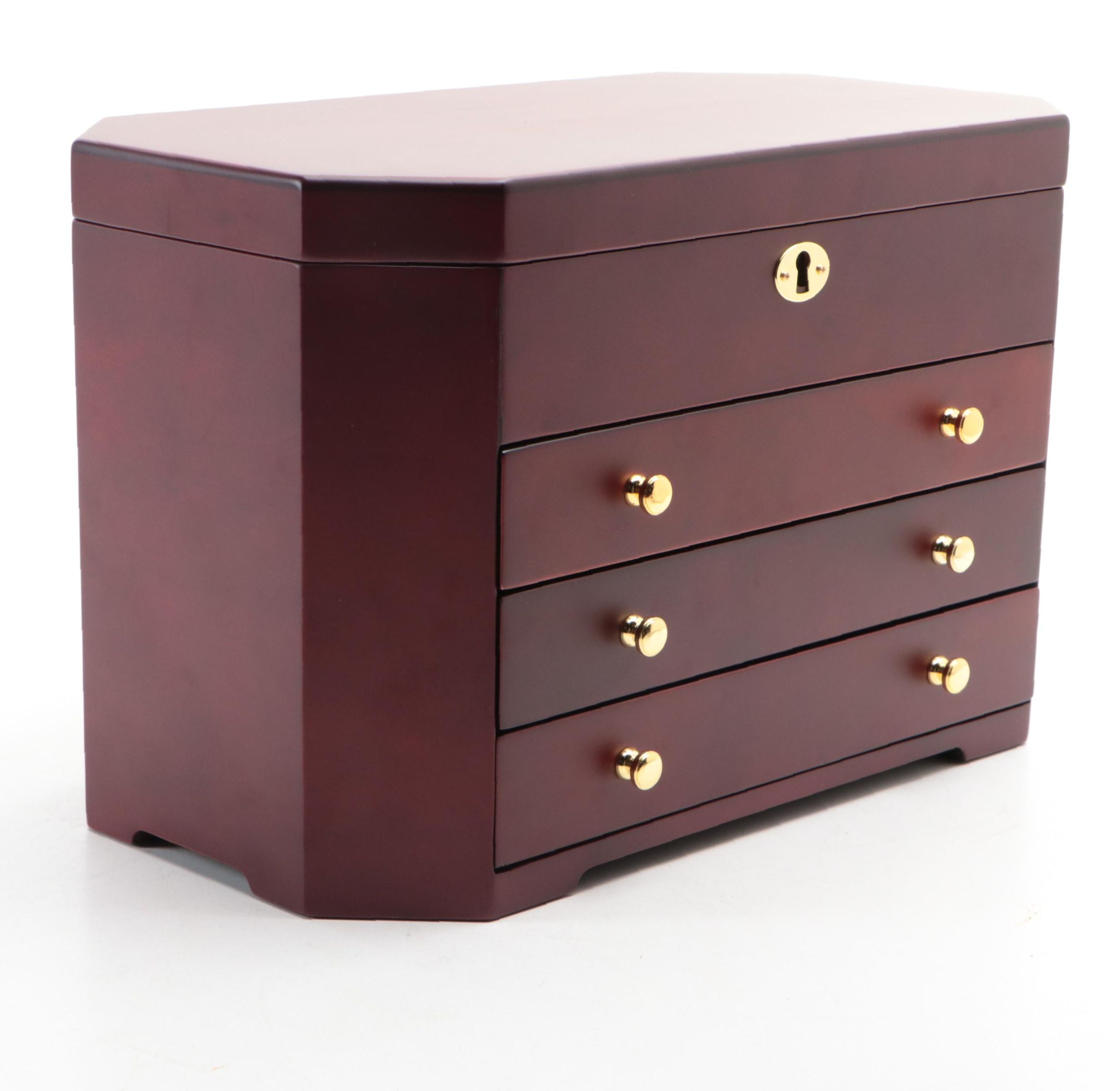 Jere Cherry Finish Wood Jewelry Box