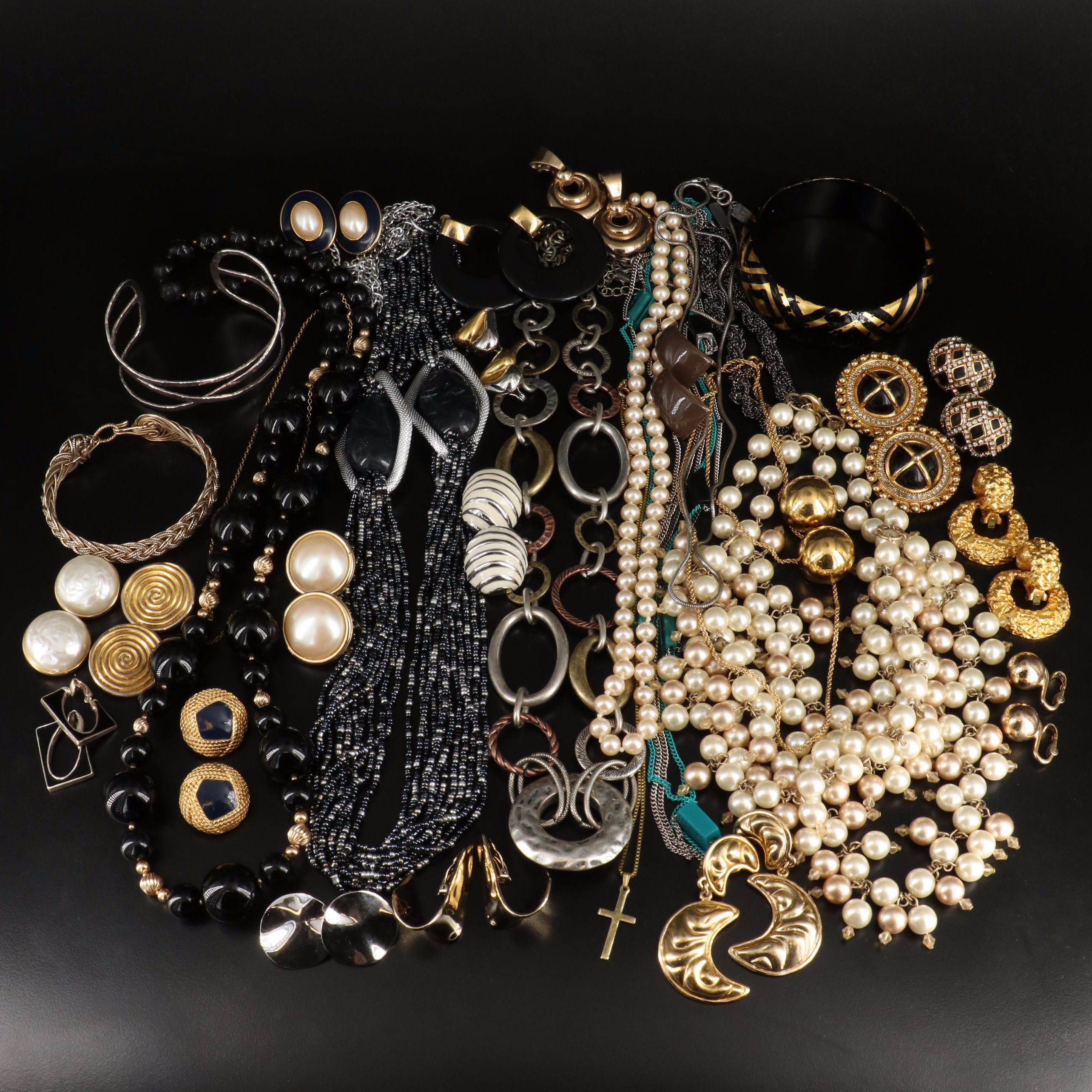 Jewelry Assortment Including Faux Pearls, Glass and Enamel