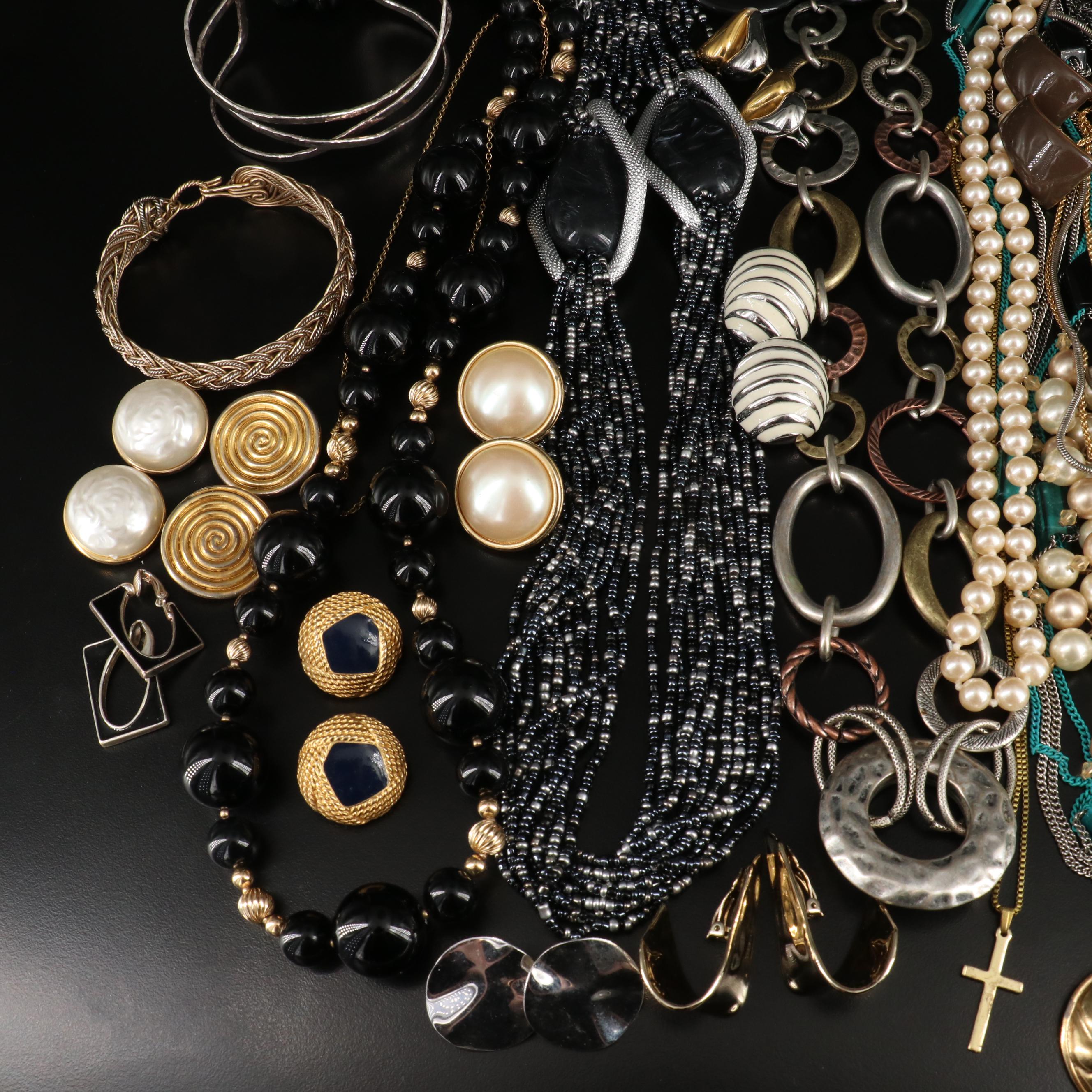 Jewelry Assortment Including Faux Pearls, Glass and Enamel