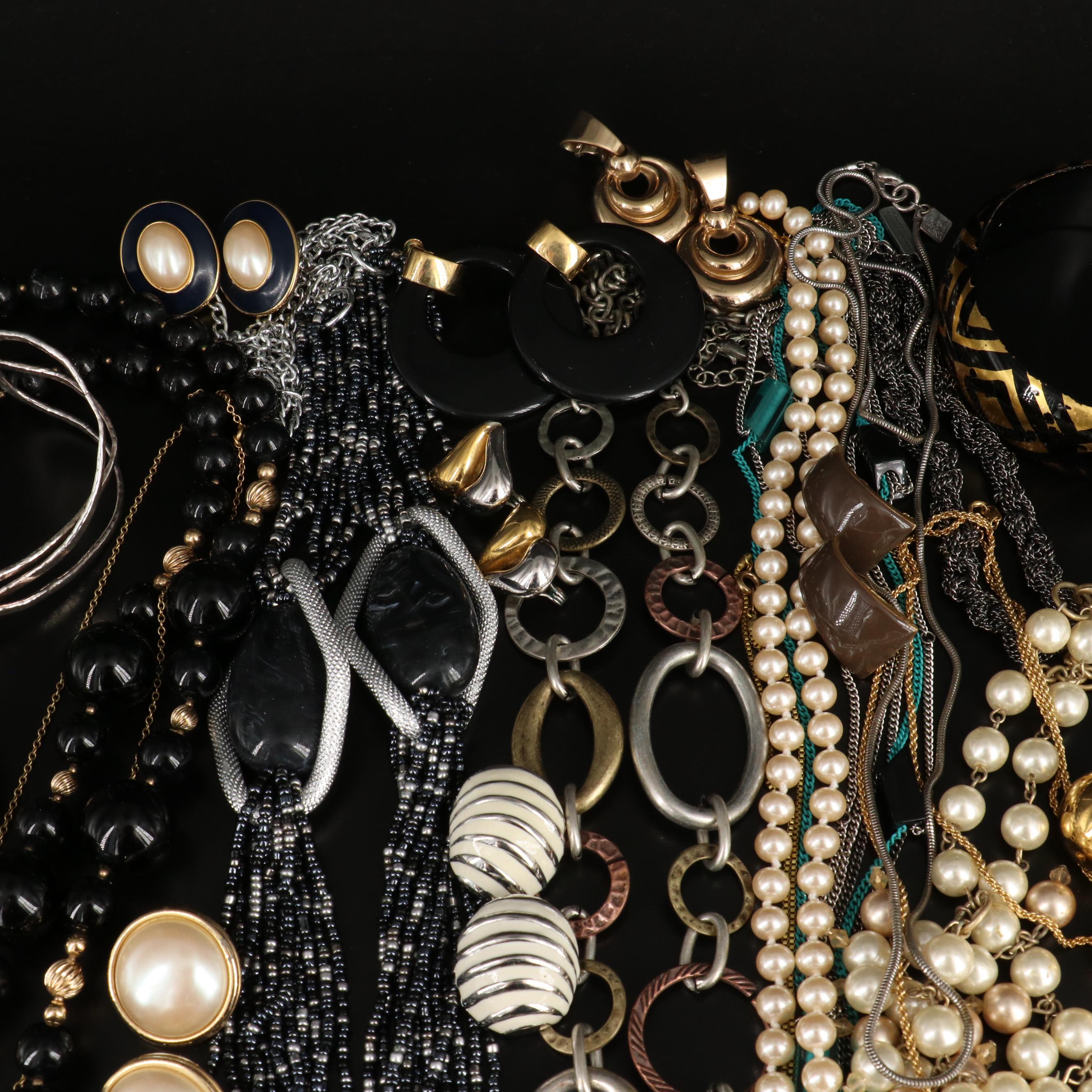 Jewelry Assortment Including Faux Pearls, Glass and Enamel