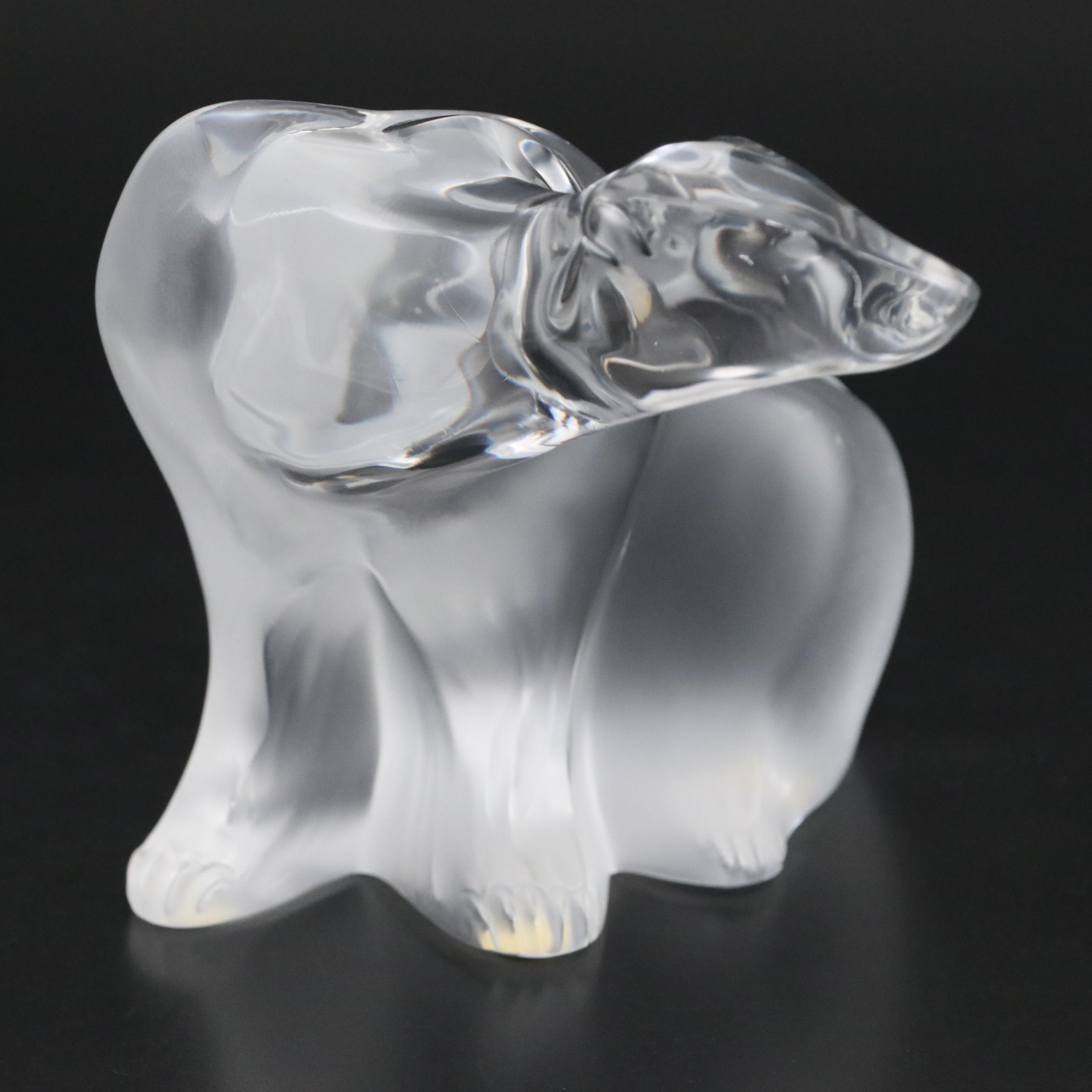 Lalique Frosted Crystal Polar Bear Figurine