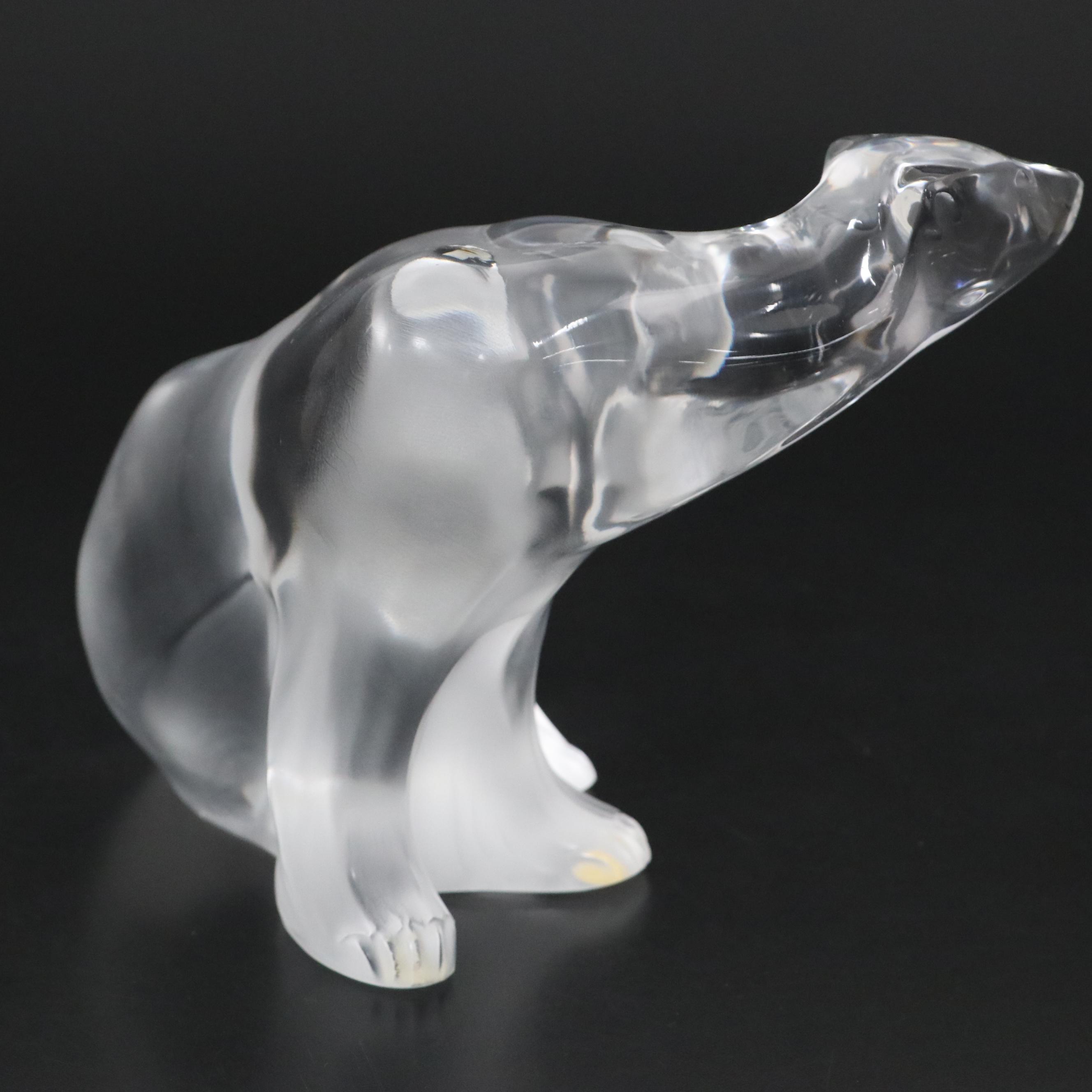 Lalique Frosted Crystal Polar Bear Figurine