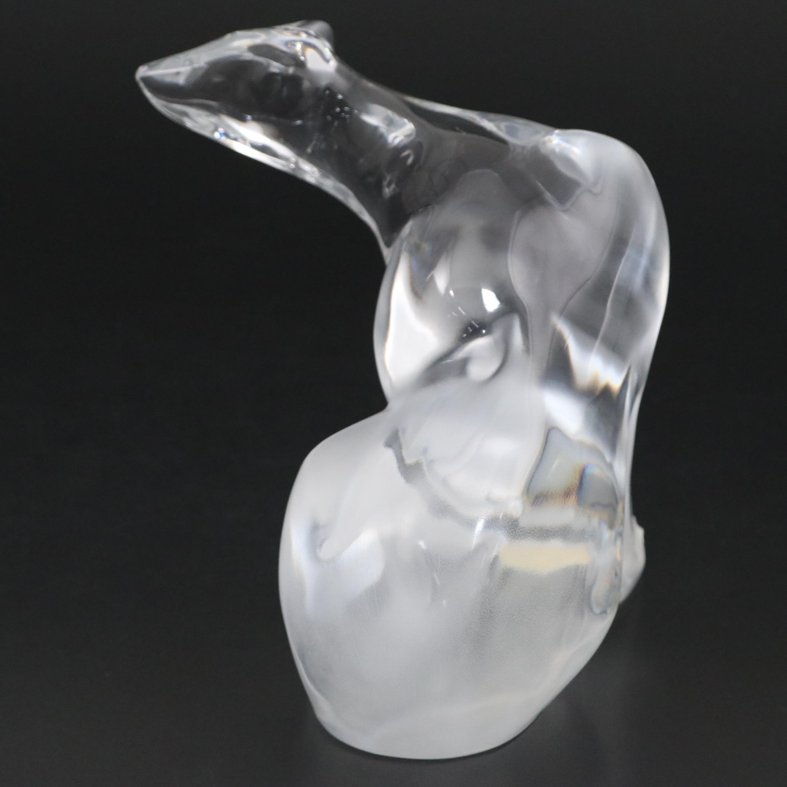 Lalique Frosted Crystal Polar Bear Figurine