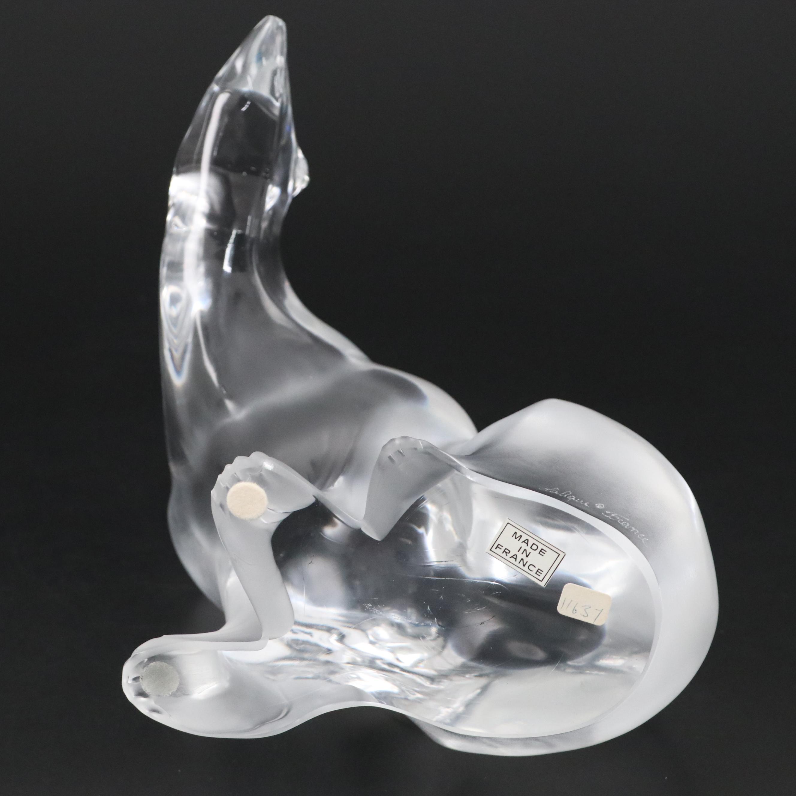 Lalique Frosted Crystal Polar Bear Figurine