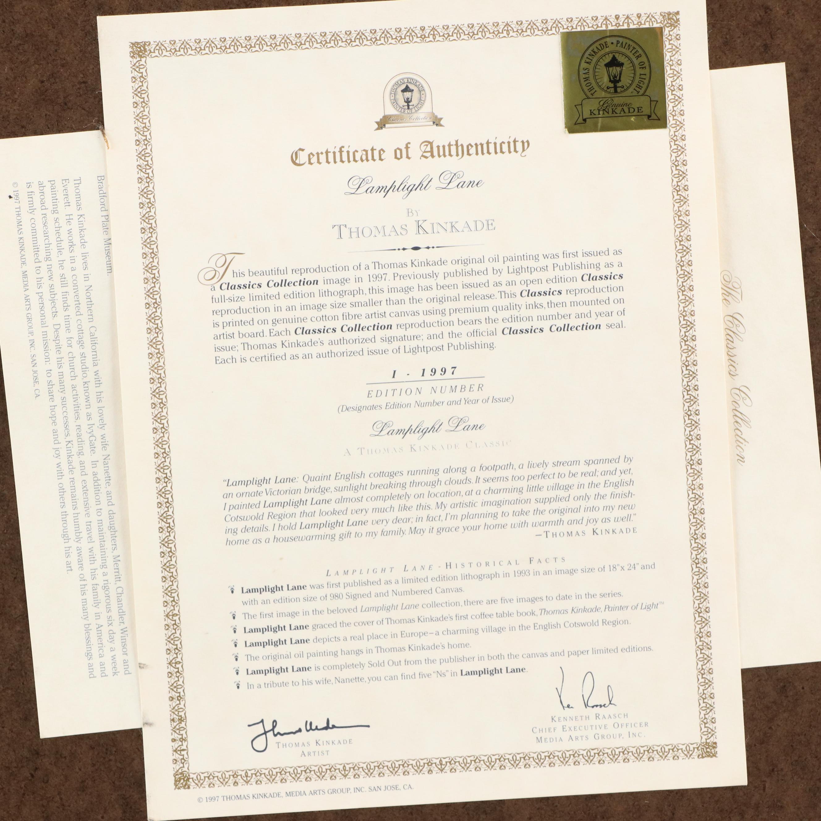 Giclée After Thomas Kinkade "Lamplight Lane"