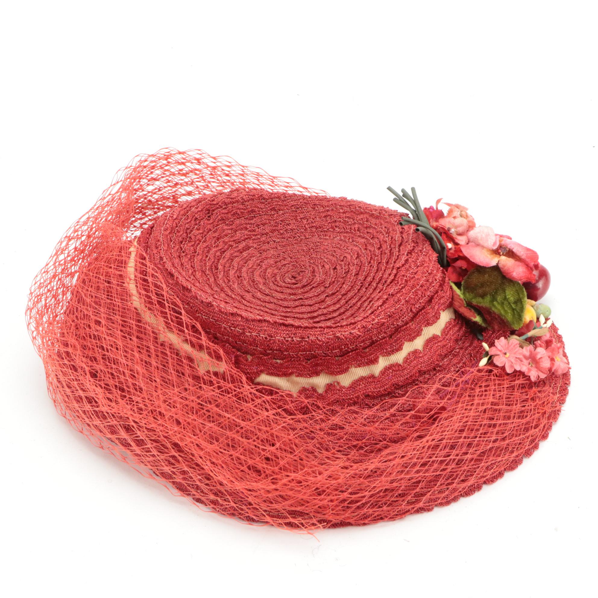 Wool Felt/Persian Lamb Fur Hat with Mushroom, Pillbox, and Brim Hats, Circa 1950