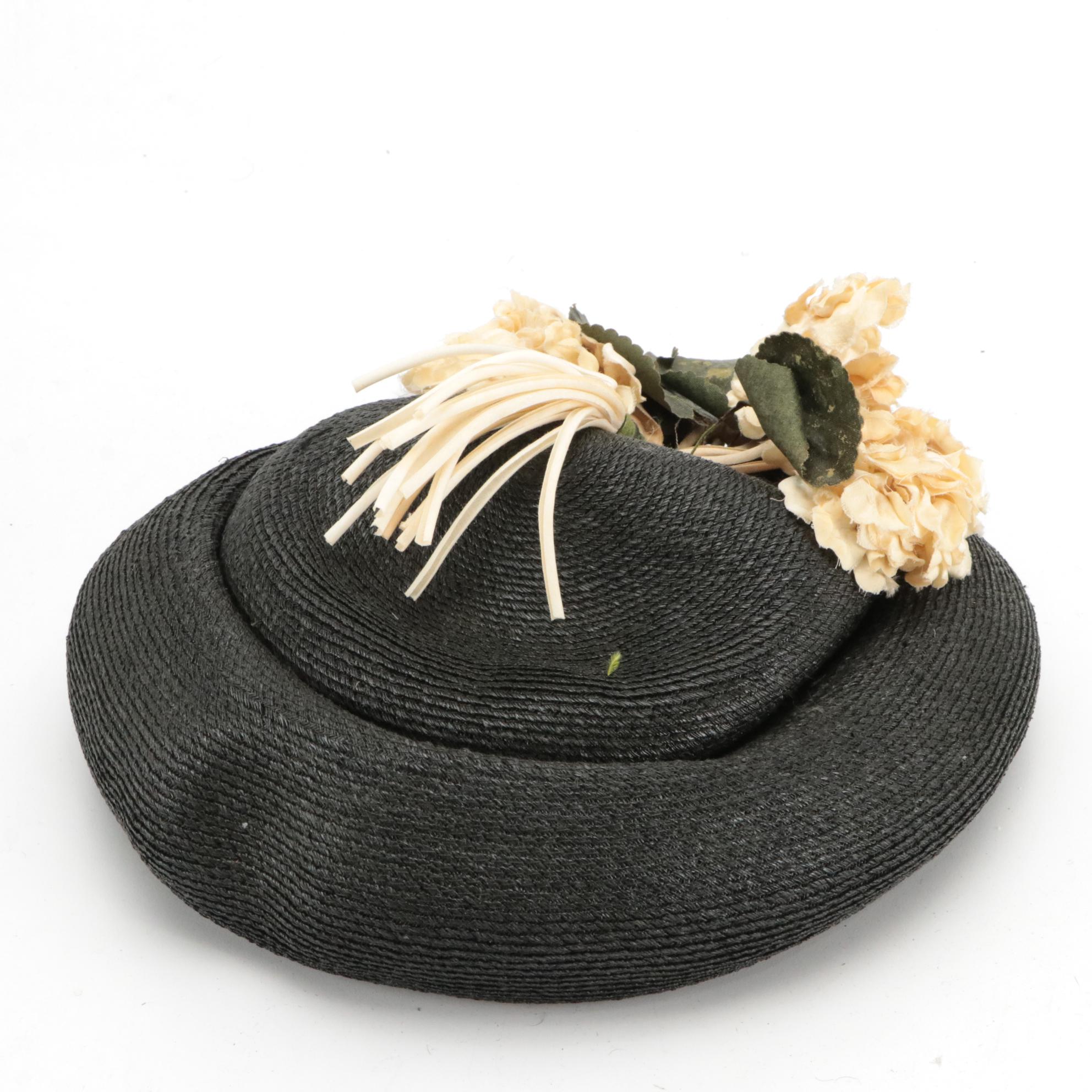 Wool Felt/Persian Lamb Fur Hat with Mushroom, Pillbox, and Brim Hats, Circa 1950