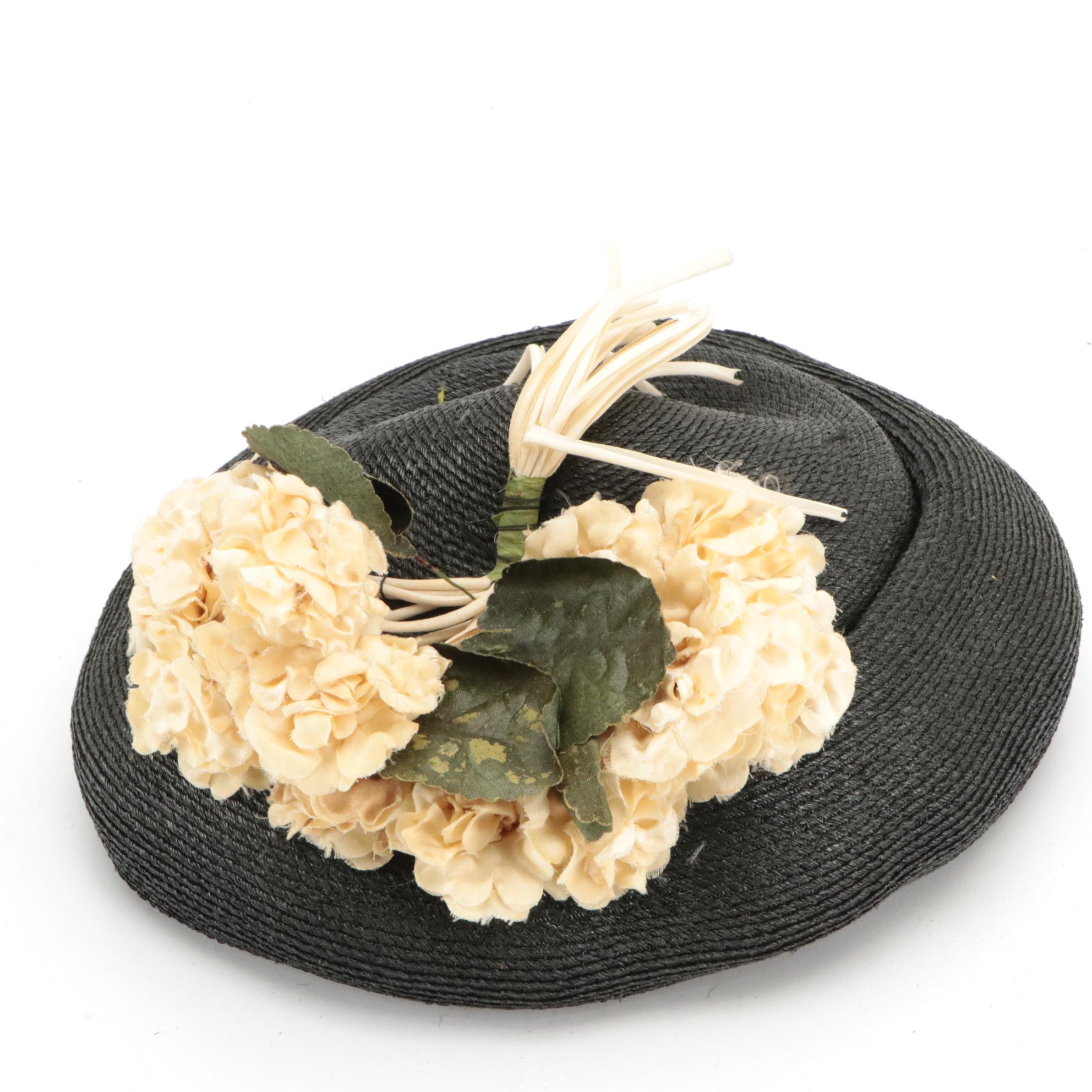 Wool Felt/Persian Lamb Fur Hat with Mushroom, Pillbox, and Brim Hats, Circa 1950