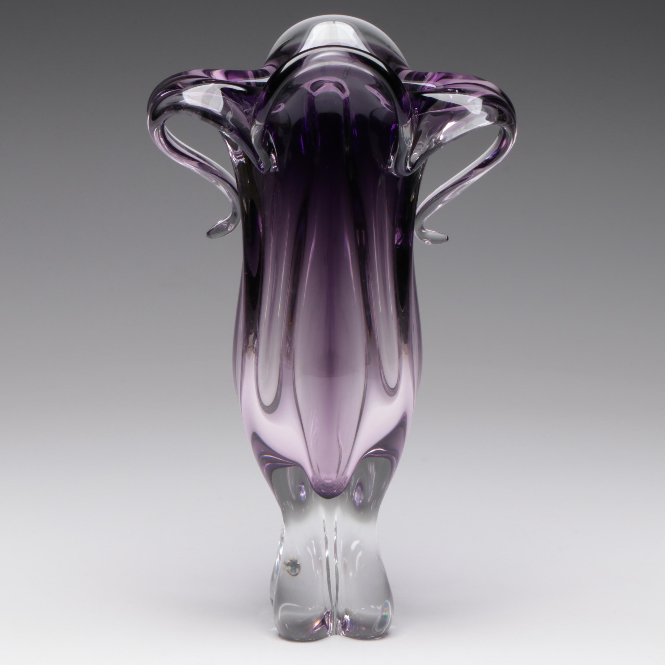 Royal Gallery Style Purple Blown Art Glass Vase