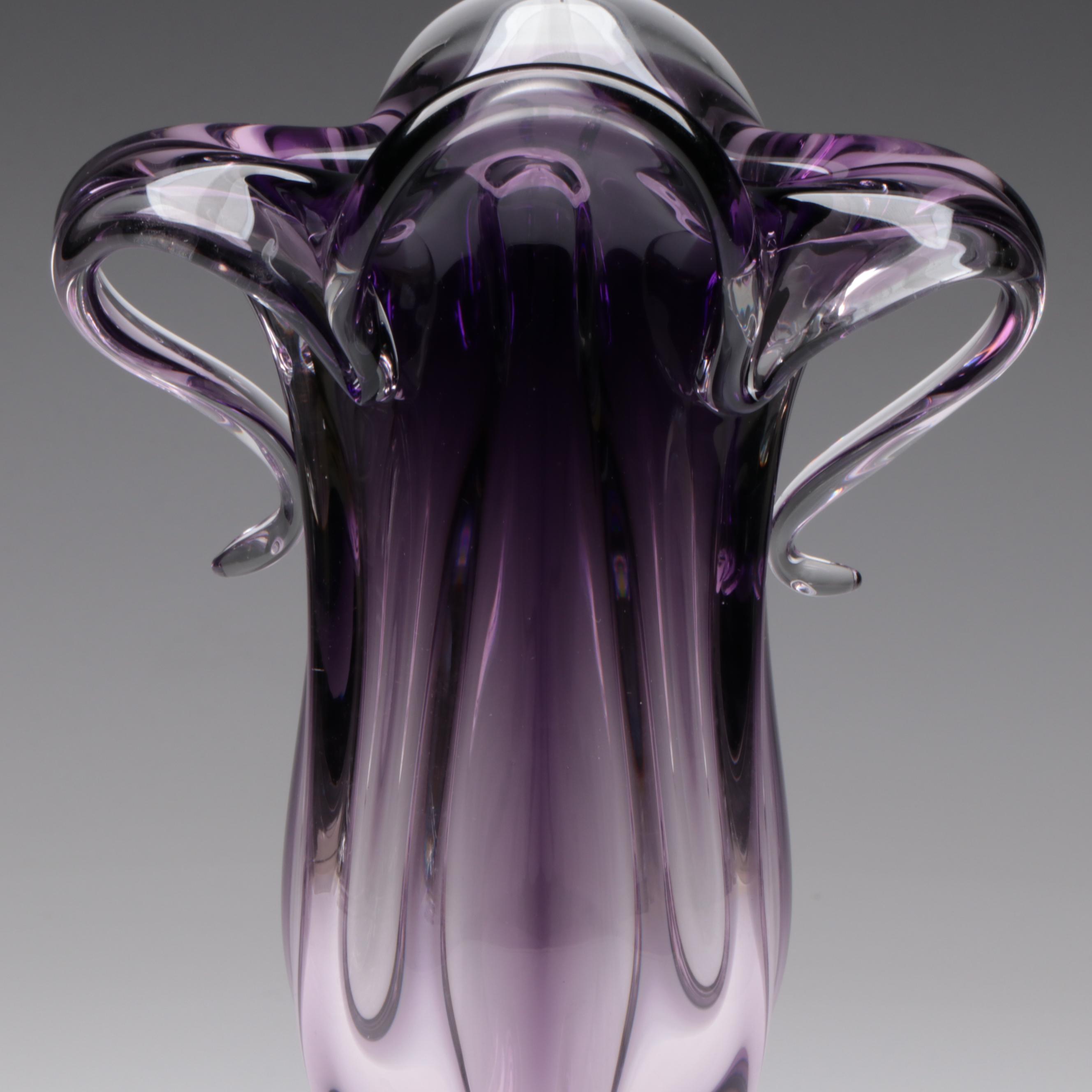 Royal Gallery Style Purple Blown Art Glass Vase