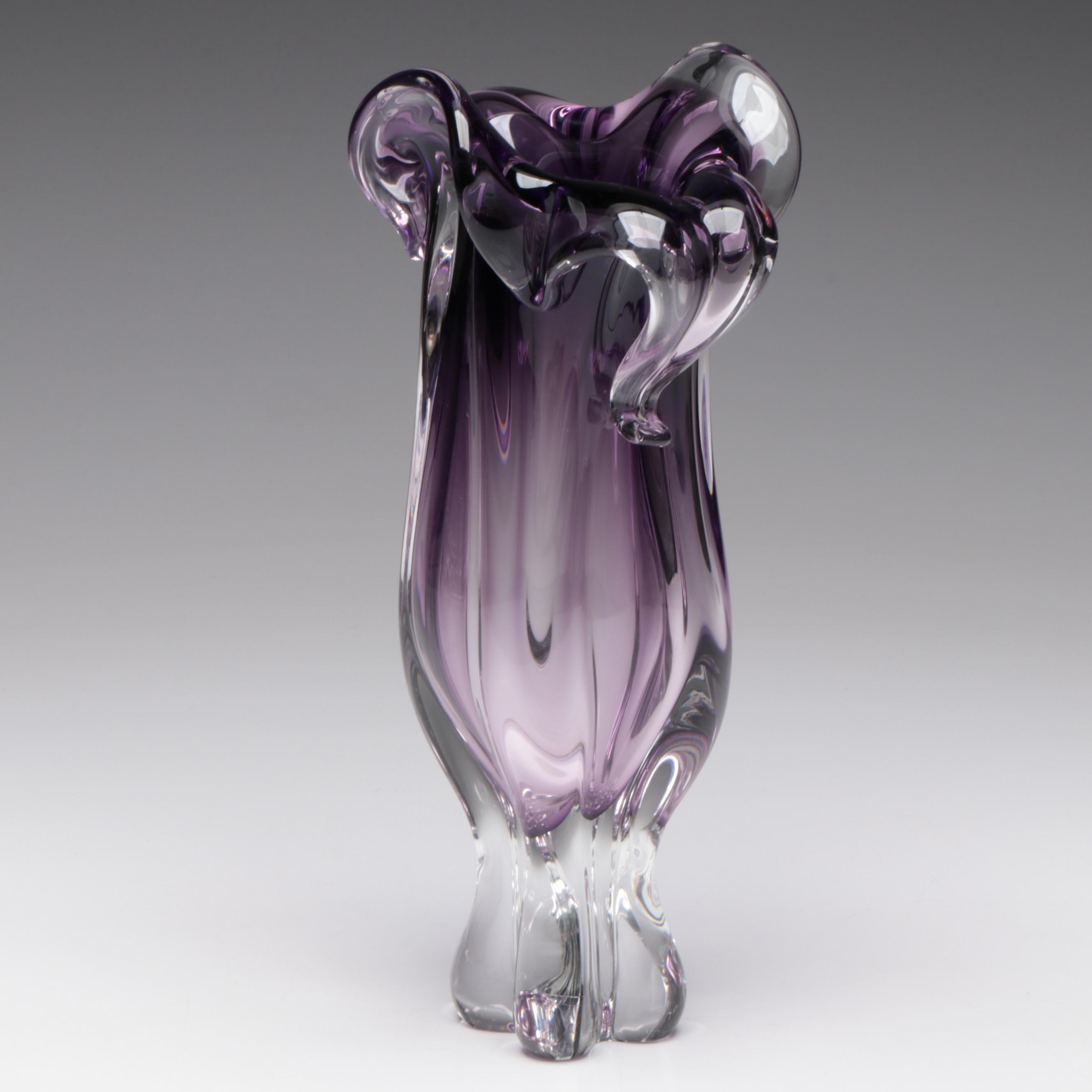 Royal Gallery Style Purple Blown Art Glass Vase