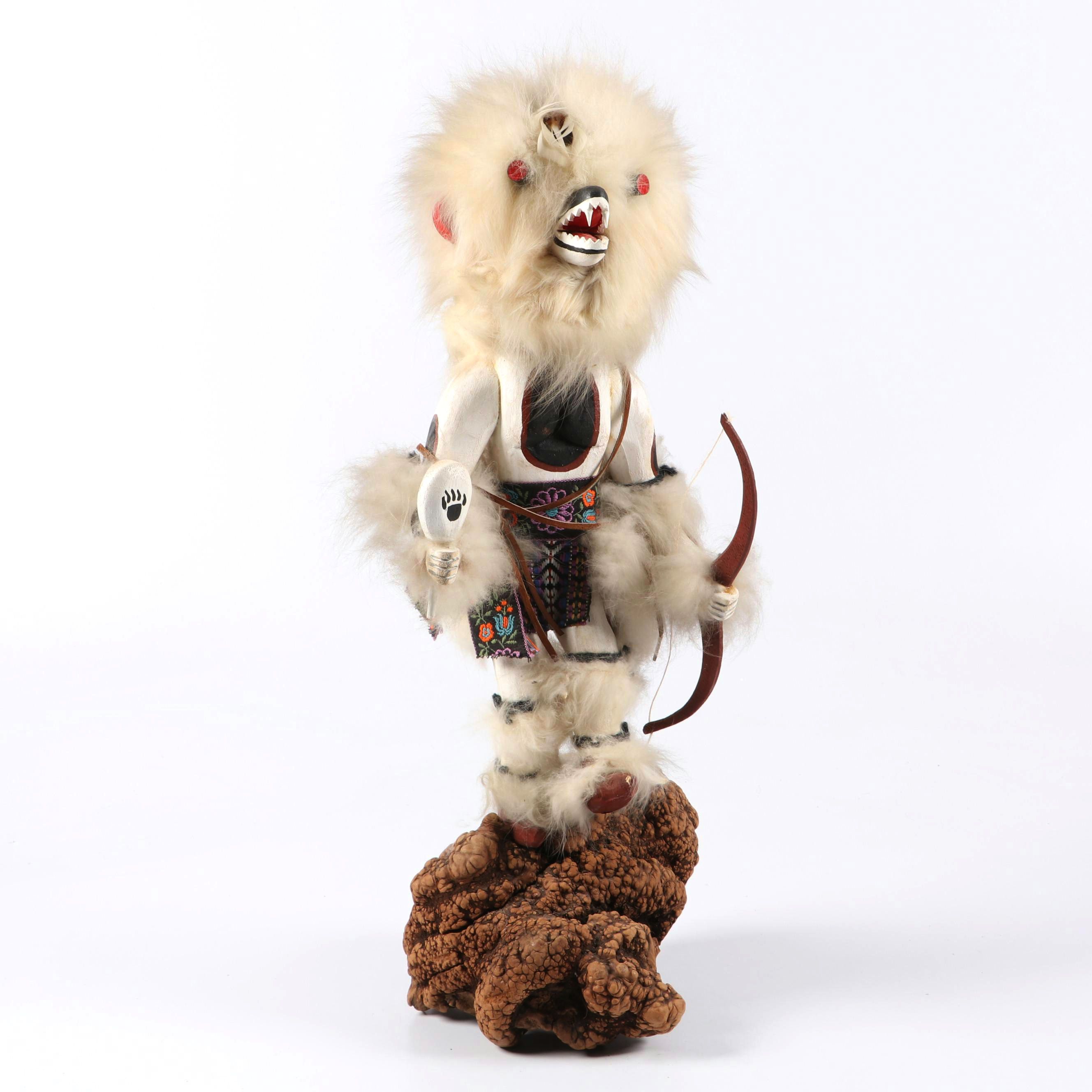 Signed Hopi "Köcha Honau The White Bear" Kachina Doll by Paja
