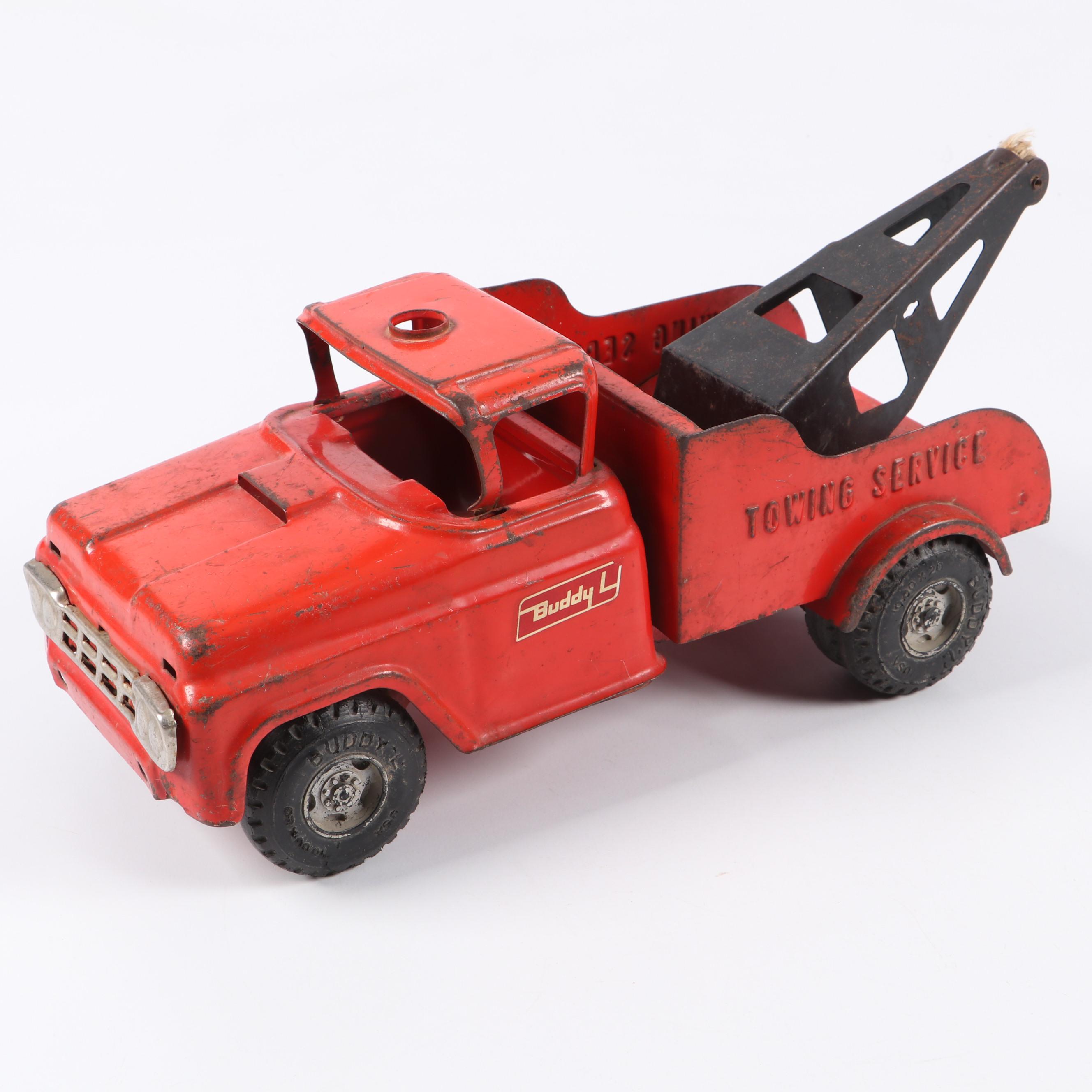 Buddy L Pressed Steel Tow Truck in Original Red Paint, 1950s