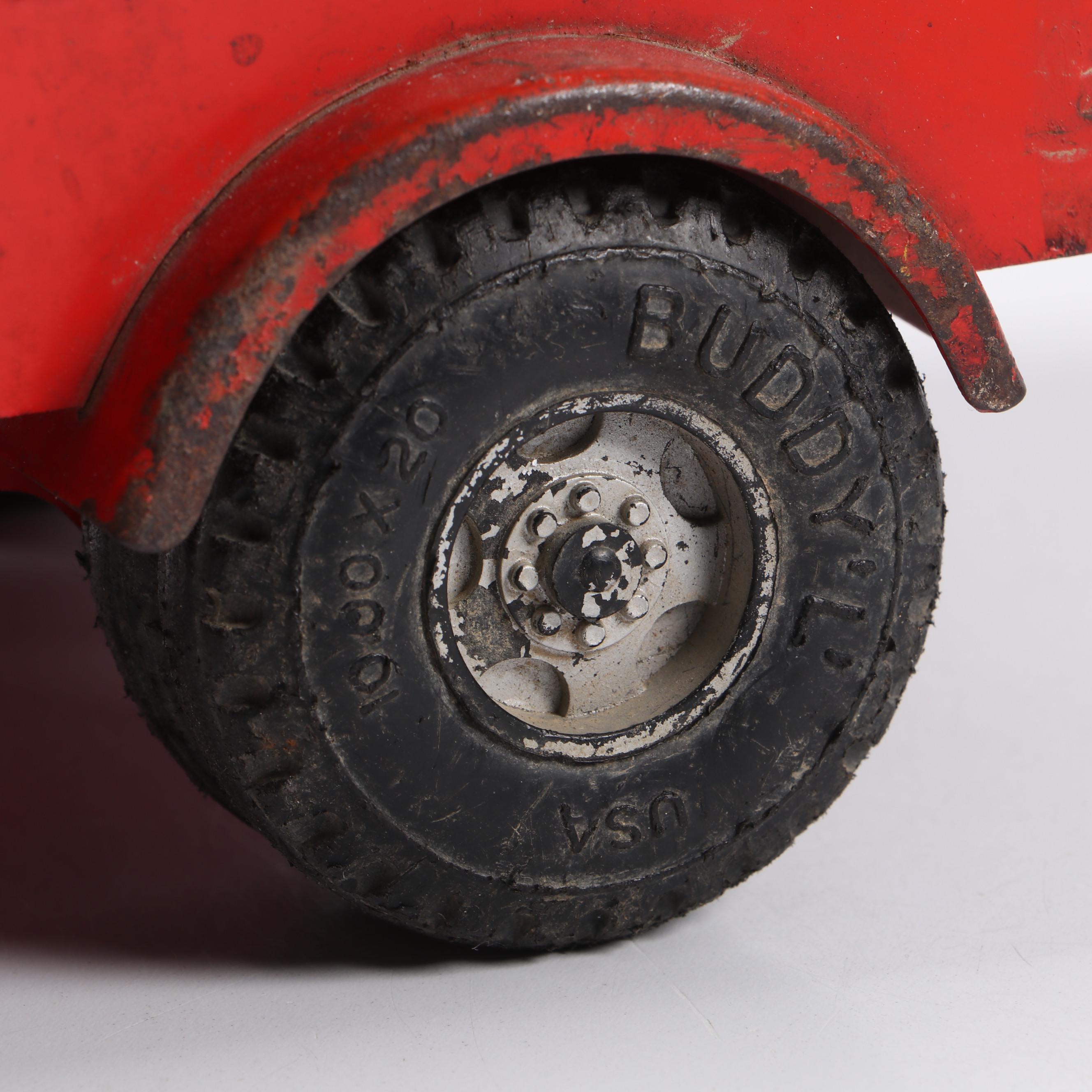 Buddy L Pressed Steel Tow Truck in Original Red Paint, 1950s
