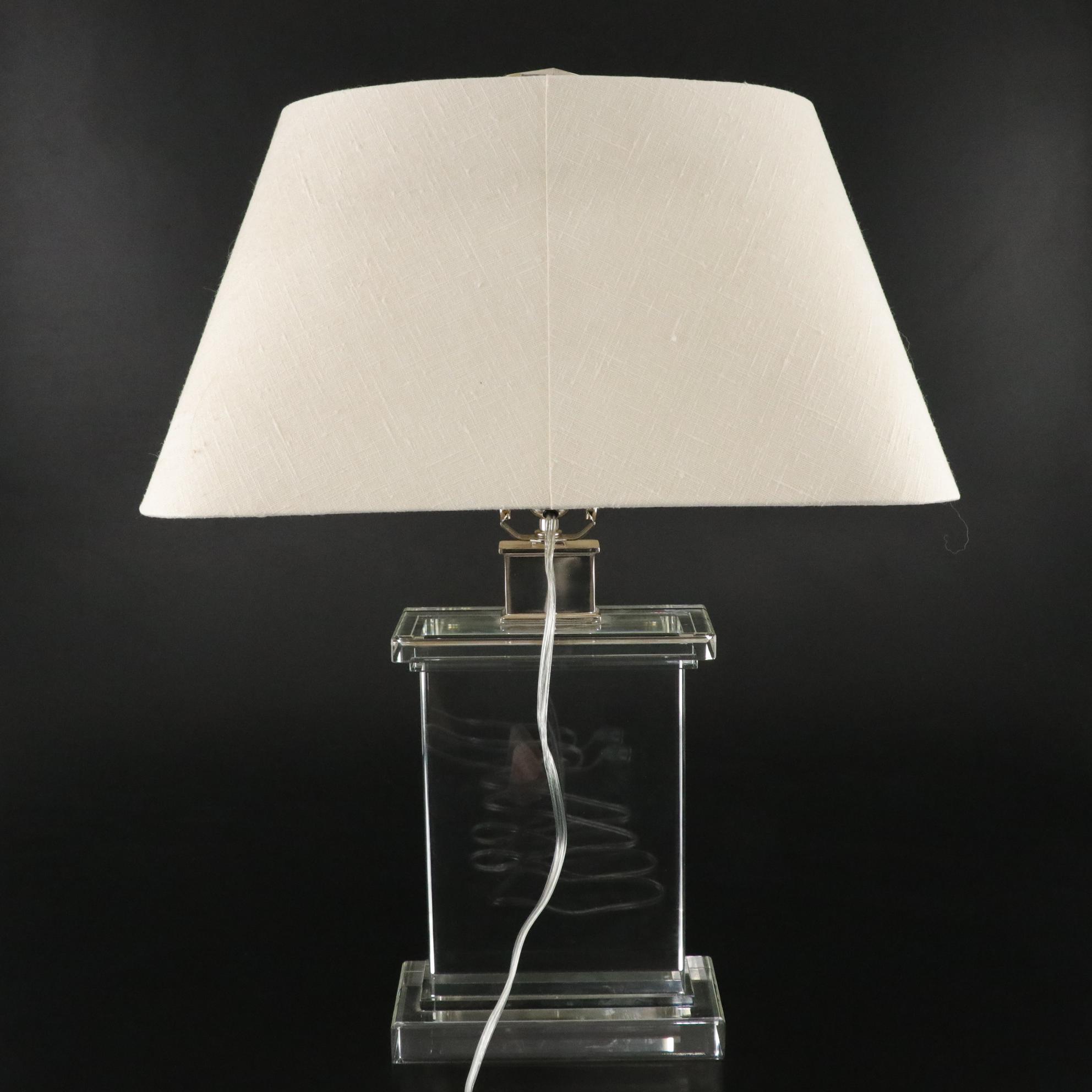 Contemporary Rectangular Glass Table Lamp