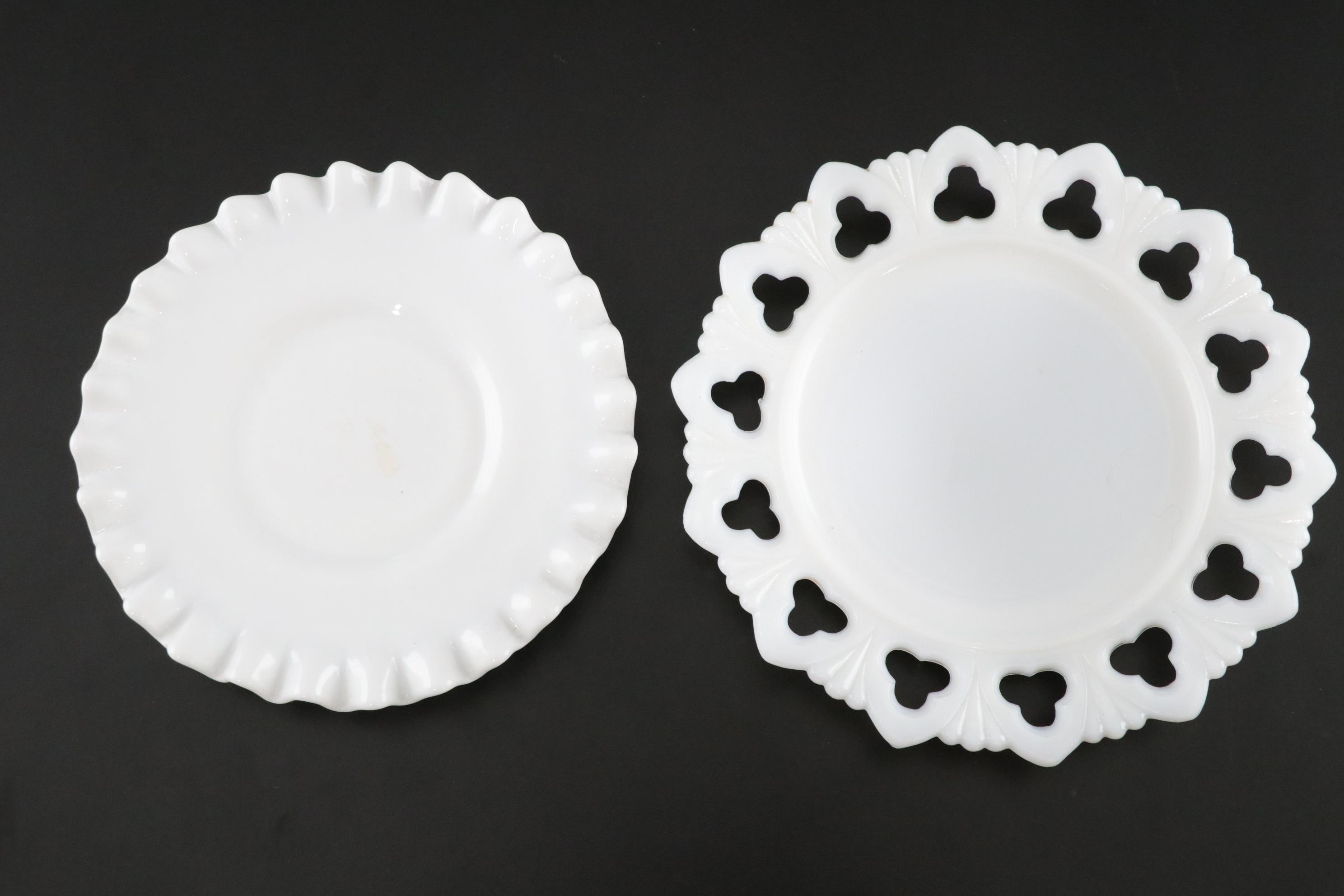 Seven Milk Glass Plates