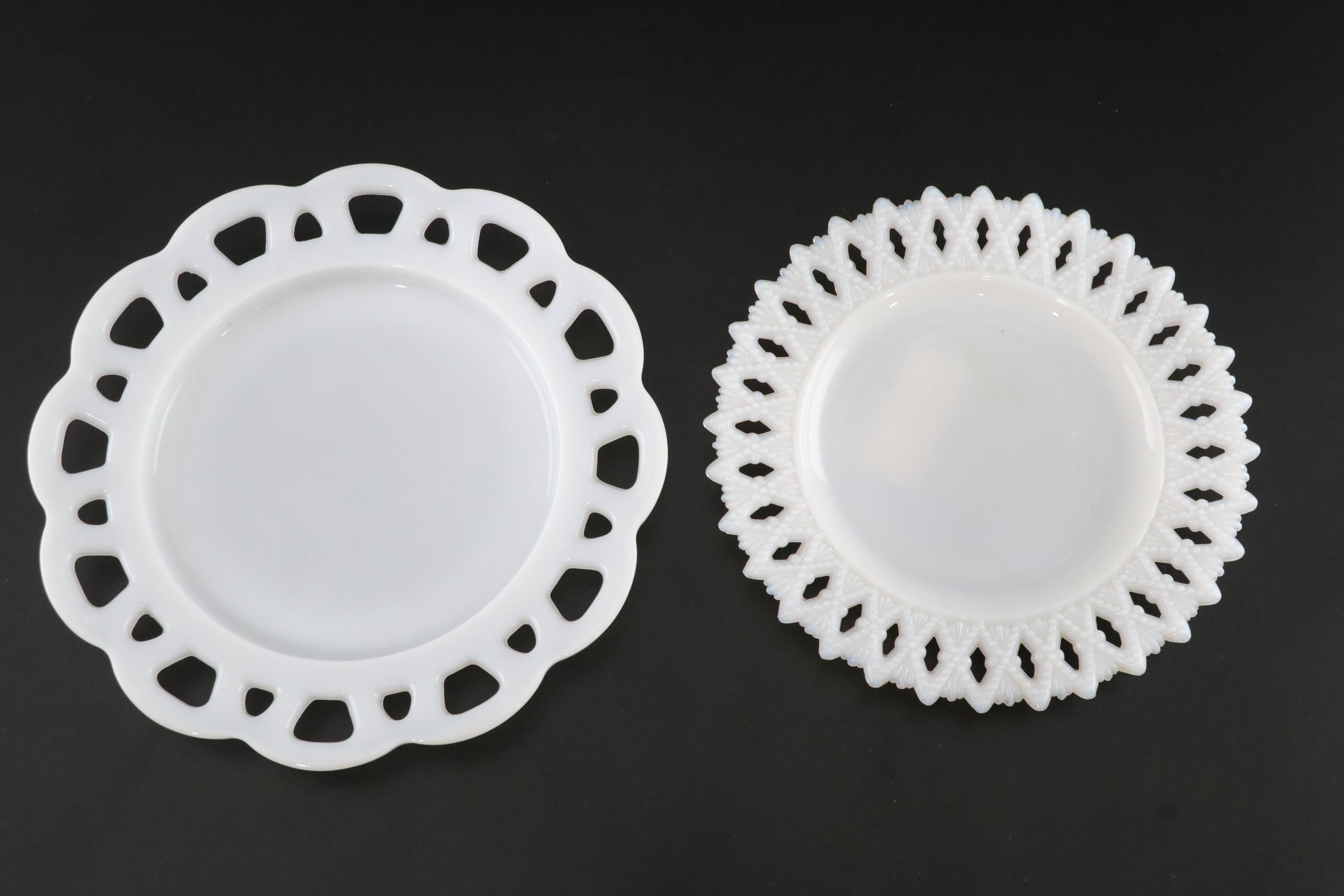 Seven Milk Glass Plates