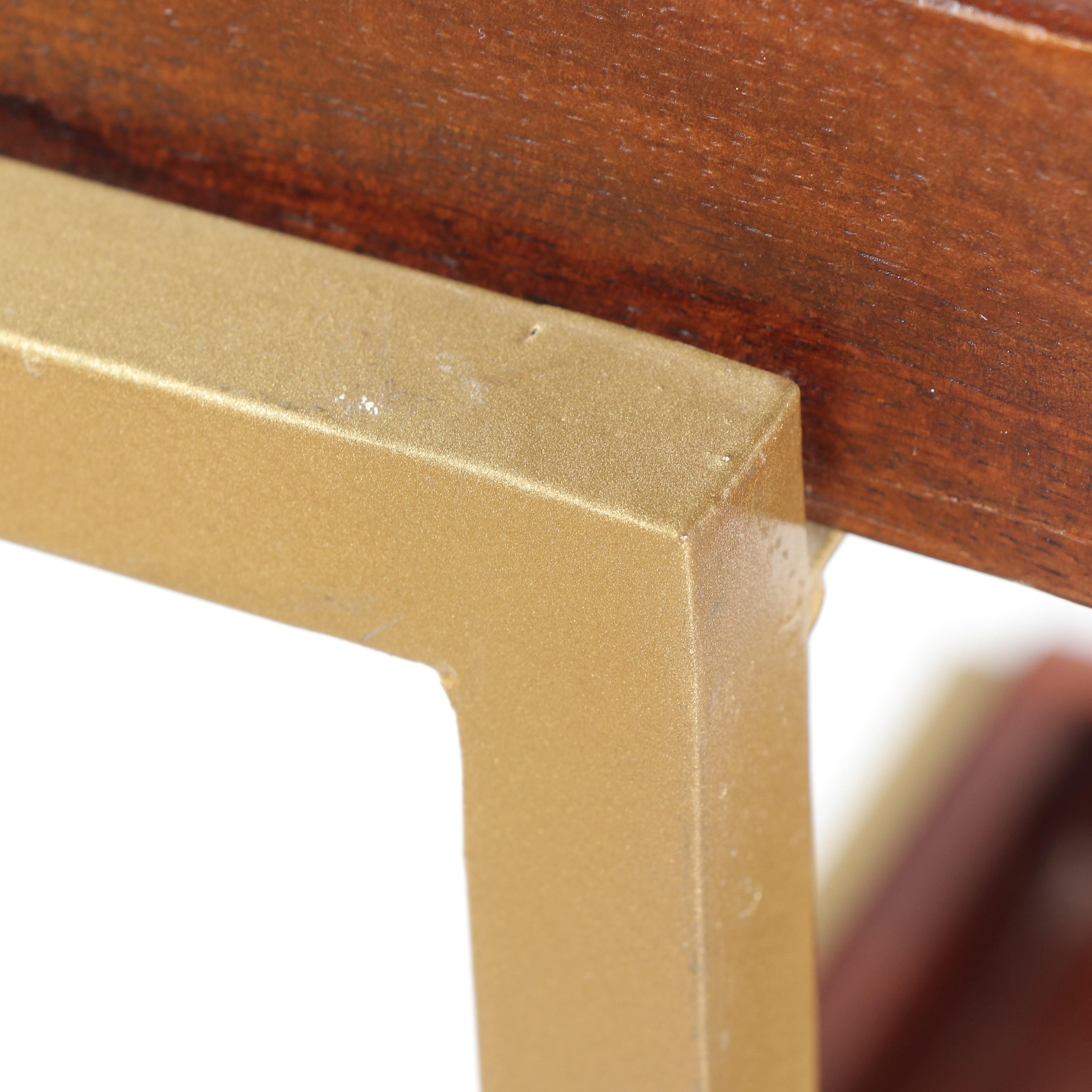 Modernist Style Gold Tone Metal and Wood Three-Tiered Étagère