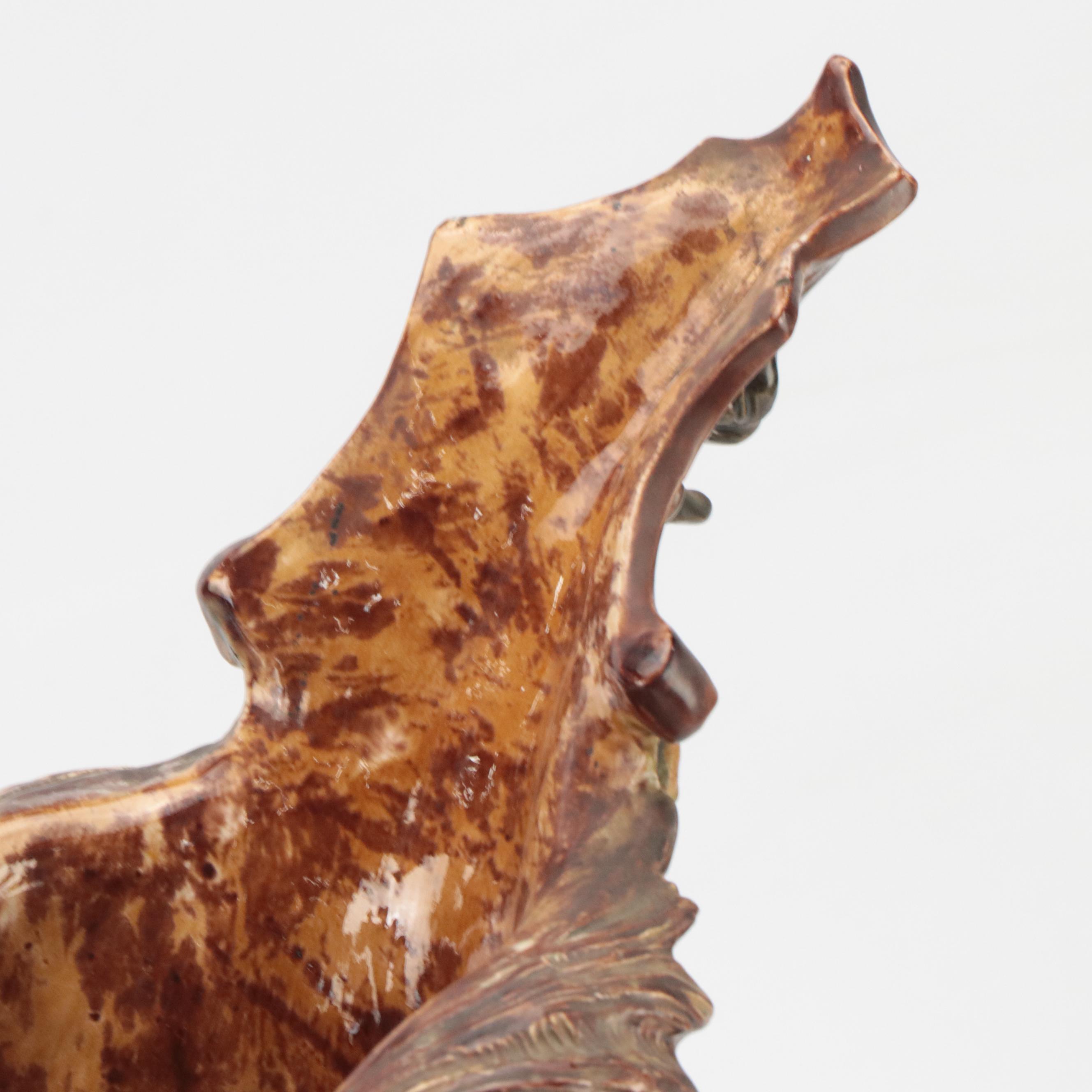 European Baroque Style Majolica Metal Mounted Centerpiece