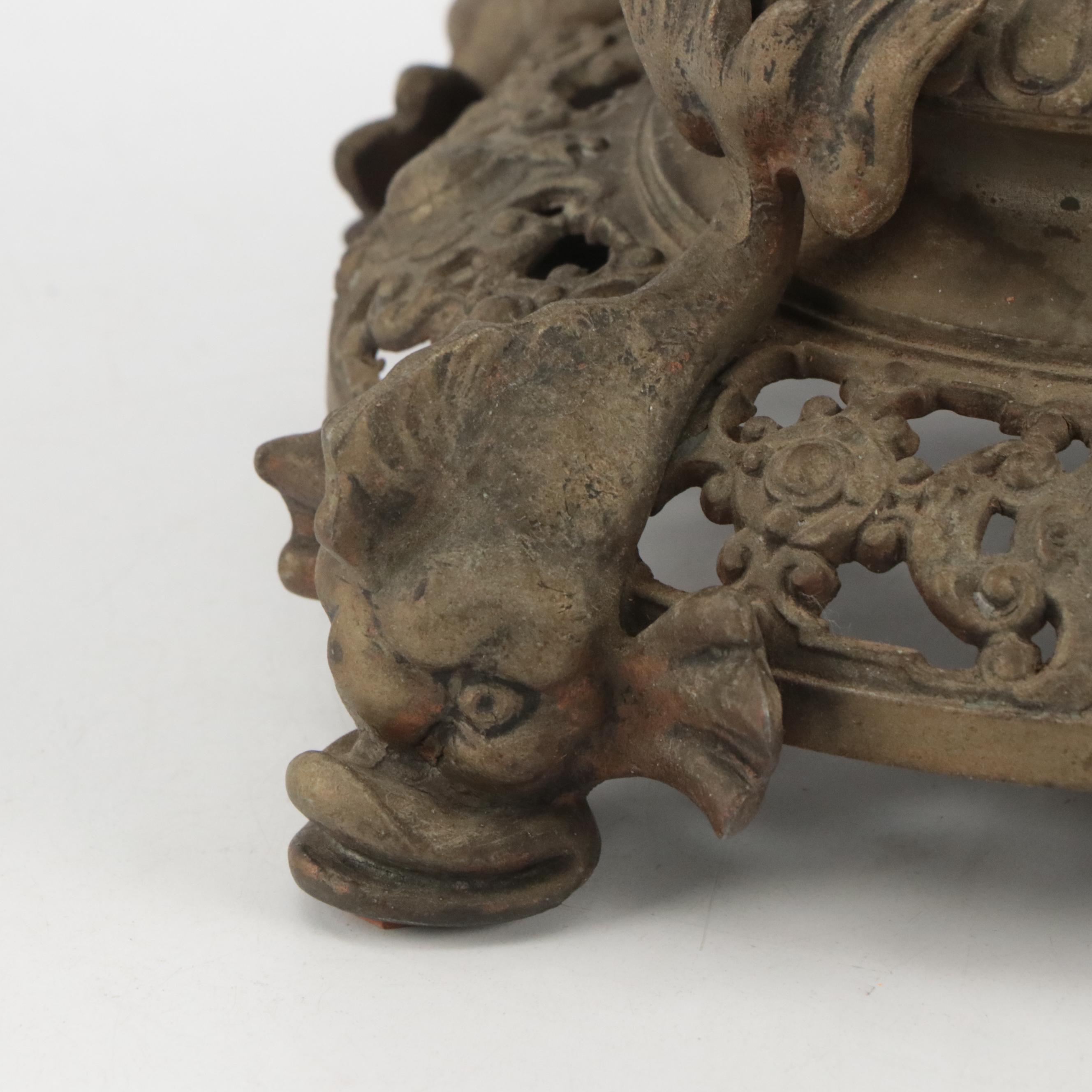 European Baroque Style Majolica Metal Mounted Centerpiece