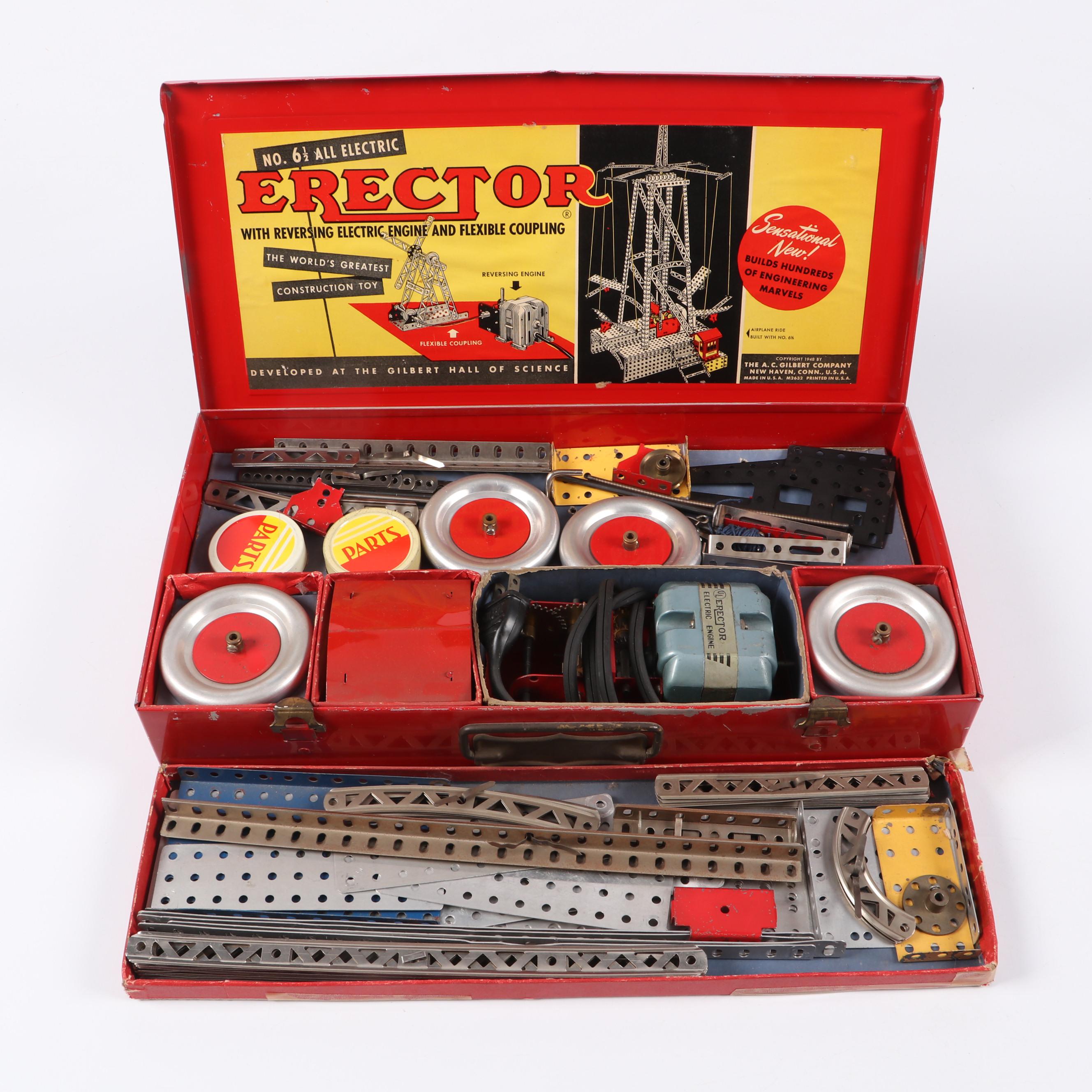 The New Erector Set by A. C. Gilbert Co. w/ Original Case & Instruction Manual